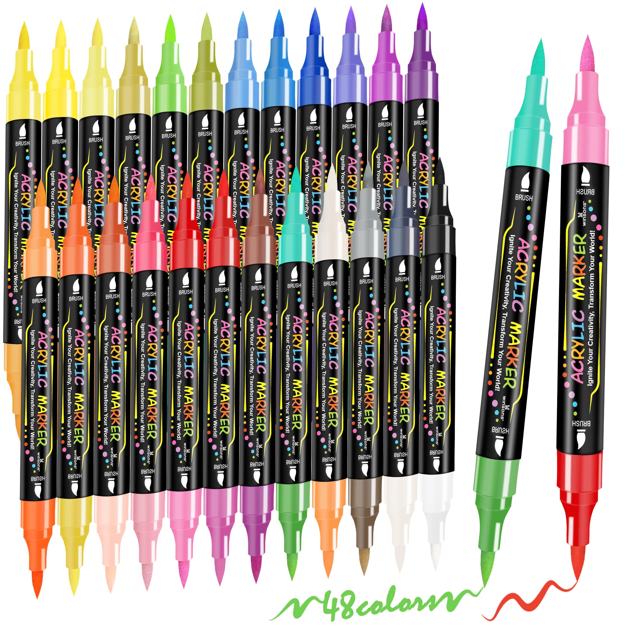 Acrylic Markers Set Lyuvie 54 Colours Dual Tip Acrylic Set