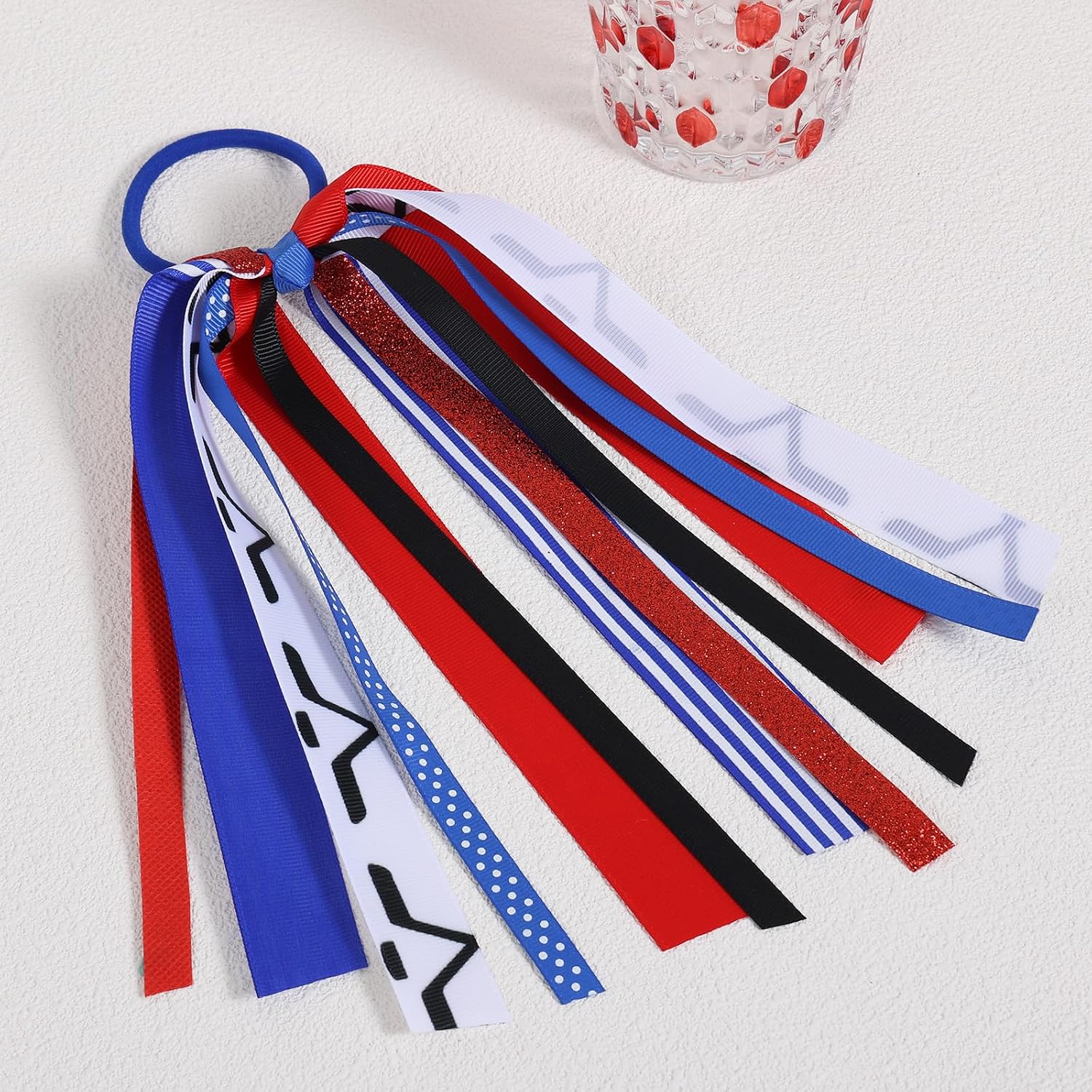 Hockey Ponytail Streamer Elastic Hair Ties for Girls Women, 8.7 Inch image 2