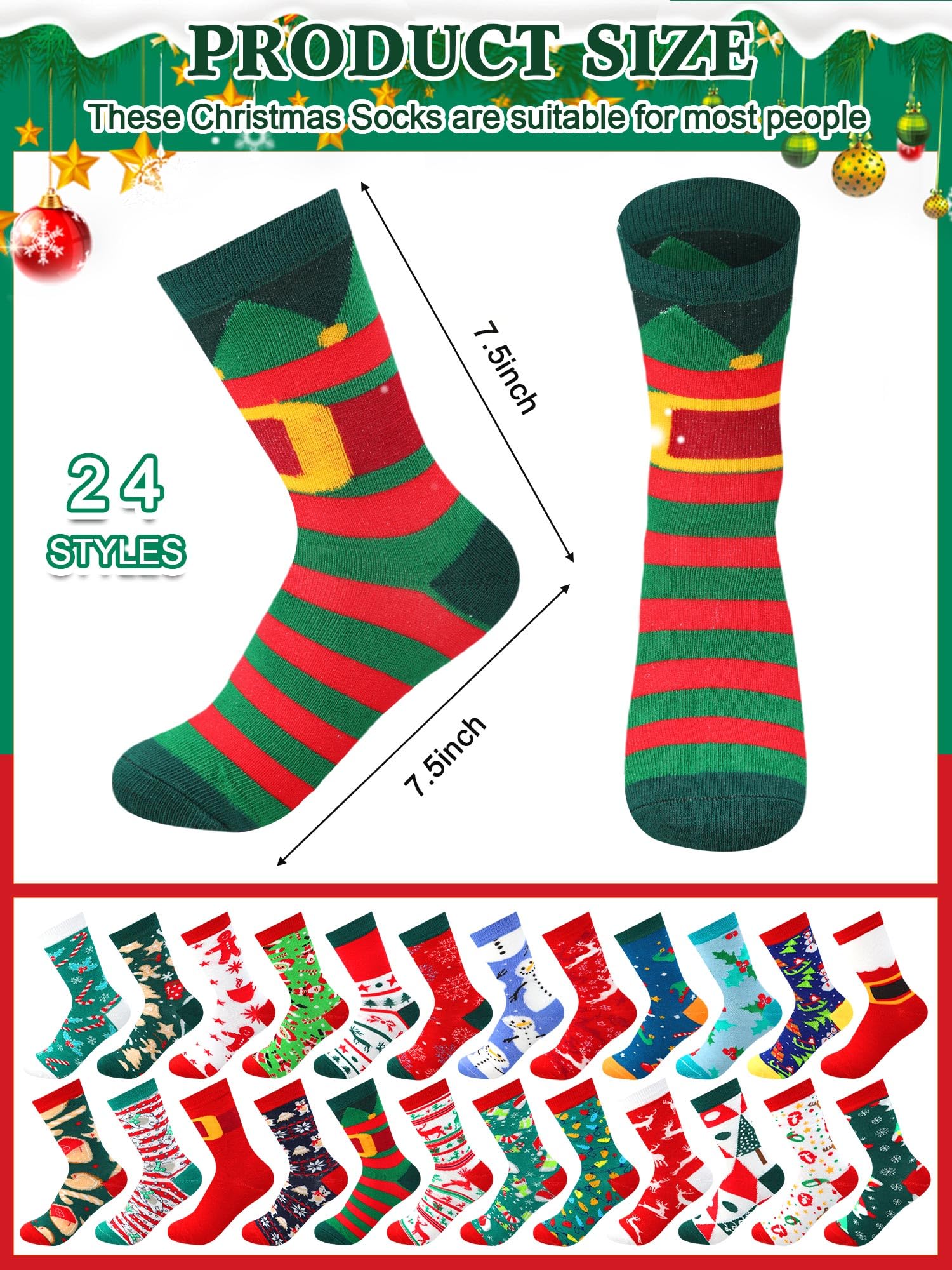 Shinymoon 24 pares de calcetines a granel, divertidos calcetines novedosos para mujeres y niñas, regalos de vacaciones