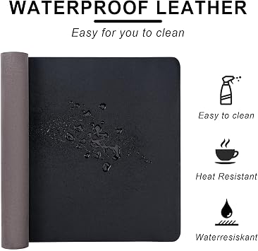 Leather Desk Pad Protector,Non-Slip Desk Pad(Apricot, 23.6 x 13.7)