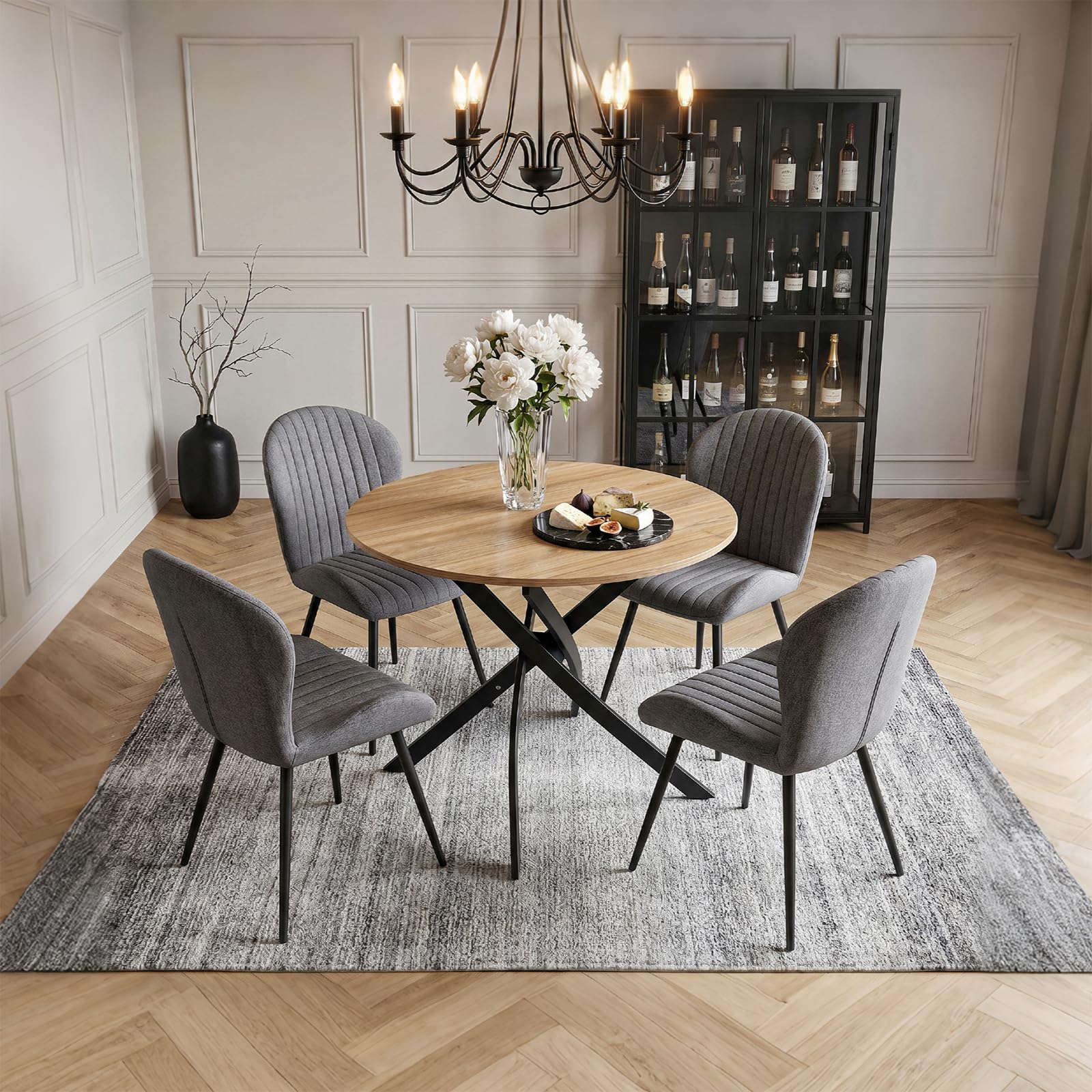Esstisch Rund, Runder Esstisch für 2-4 Personen, Holz 80 cm Tisch, Gartentisch wetterfest, Küchentisch Esszimmertisch, für Esszimmer, Küche, Wohnzimmer, Gärten und Balkon (Helle Holzfarbe)