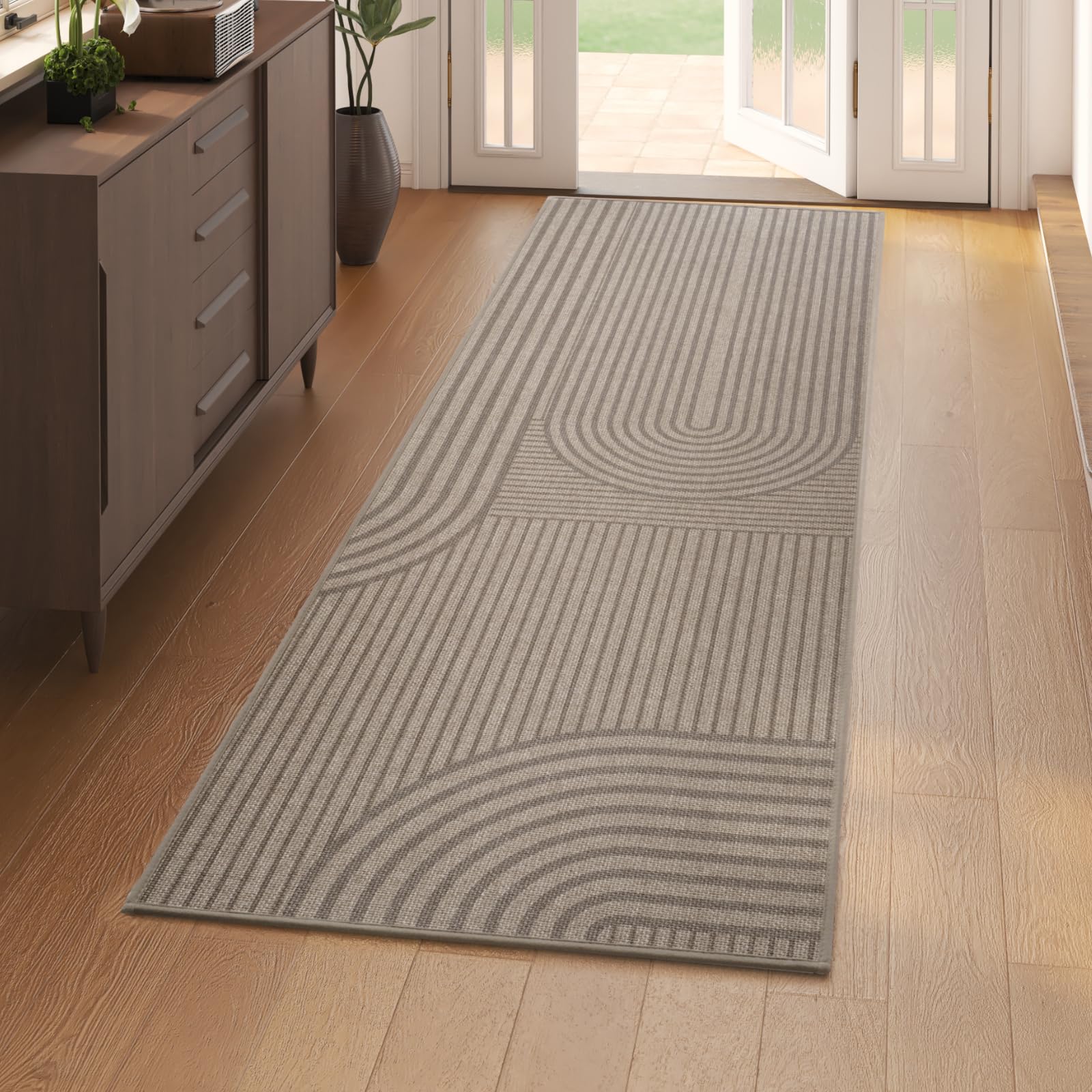 Quqei Front Door Mat 60x180 cm, Absorbent Dirt Resist Washable Non Slip Low-Profile Indoor Doormat, Easy Clean Welcome Entryway Door Mats, Brown