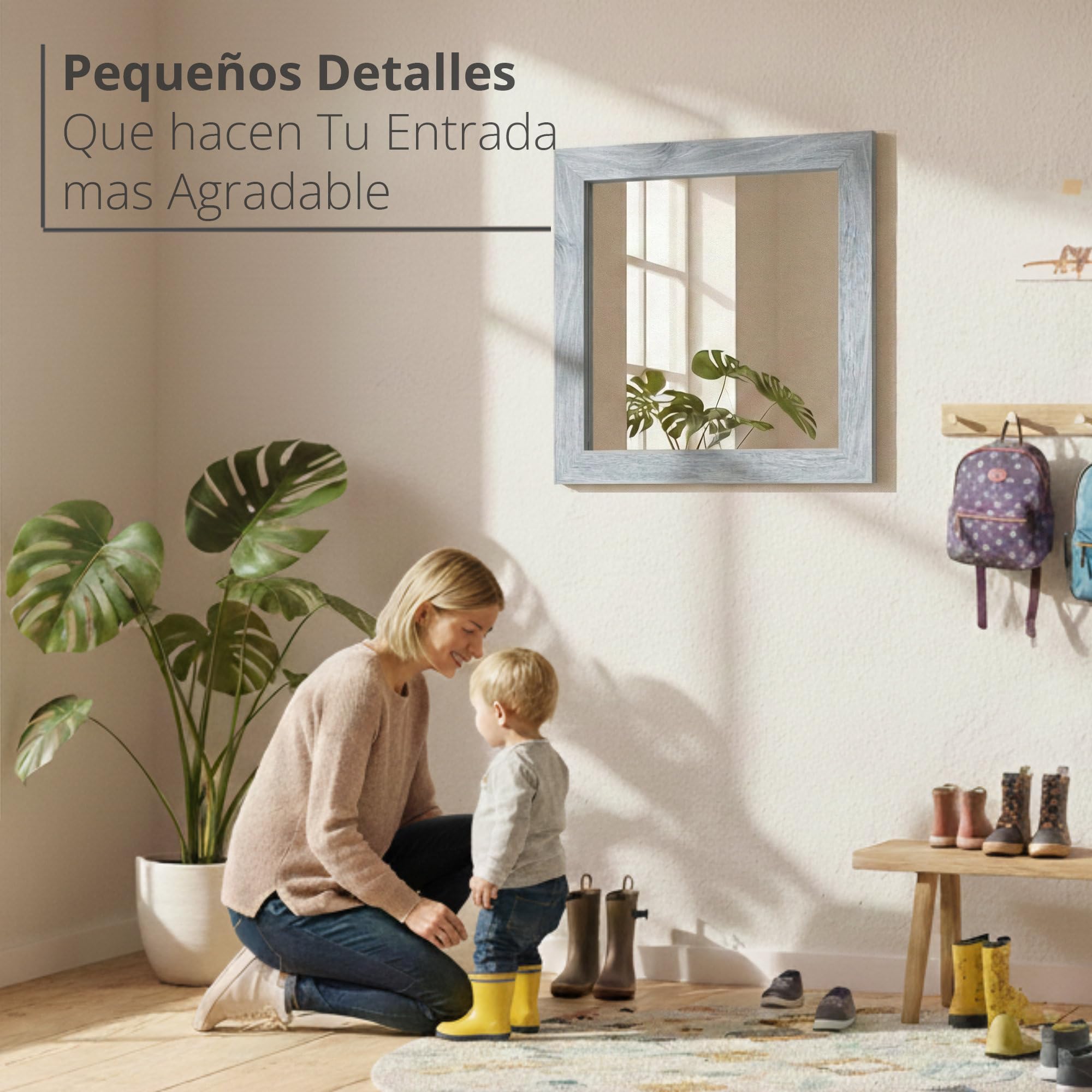 CHELY INTERMARKET MOD128 Espejo Pared Vertical Decorativo Grande Estilo Moderno Marco Madera Cuerpo Entero Elegante 60x80 cm Gris 2004 Ideal Recibidor Dormitorio Baño Incluye Kit Montaje