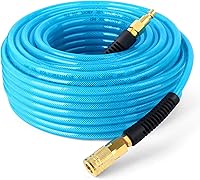 Vista 9 de GASHER Manguera de aire híbrida gris de 3/8" x 50FT, usada para conectar el compresor de aire, conector rápido industrial de 1/4" y enchufe