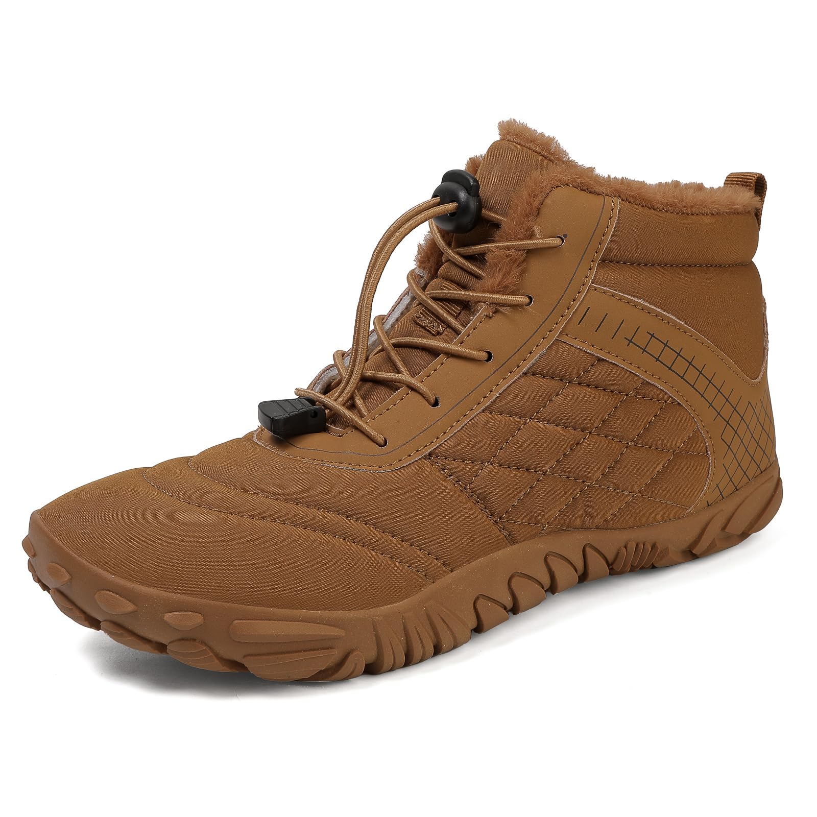 FlexEase Barefoot Botas Hombre Mujer Invierno con Puntera Ancha Botines de Nieve Zapatos Forro de Felpa Caliente Antideslizante Brown41EU