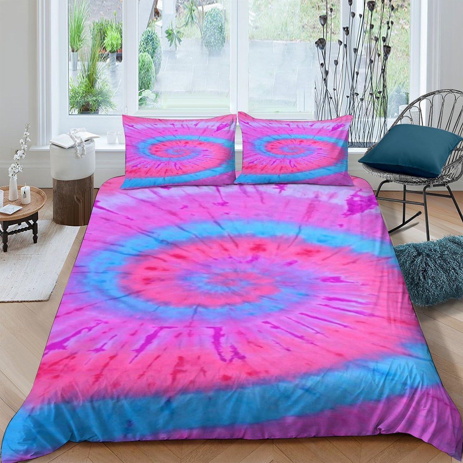 Ctjqhvkz Style-5 3D Printed Pink Blue Spiral Fitted Sheet Microfiber Soft Breathable Swirl Mattress Cover For Bedroom Dorm Decor Single（135X200cm）