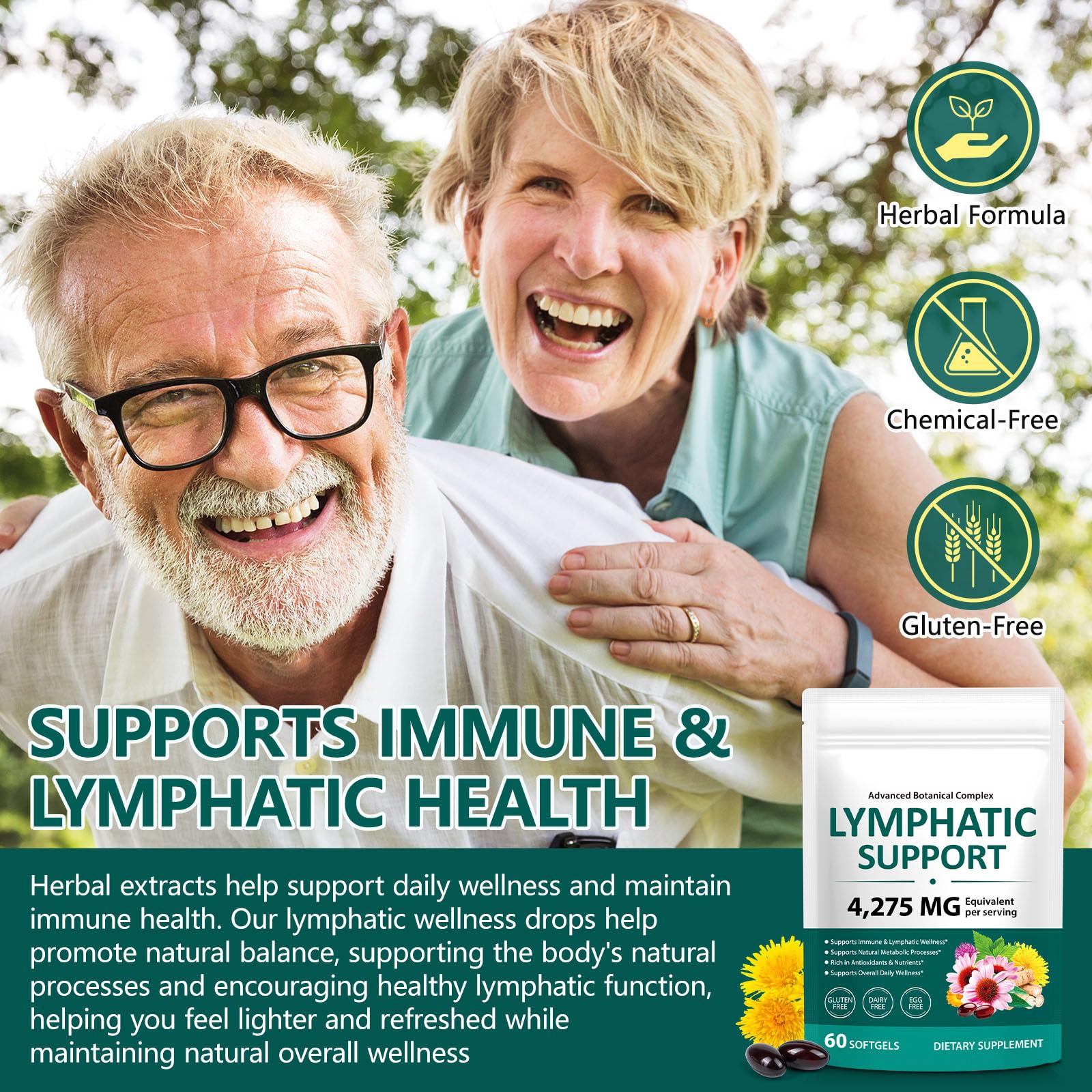 Lymphatic Drainage Supplements, Lymph System Support Supplement for Women & Men, Promotes Healthy Circulation & Fluid Balance, Natural Herbal Blends - 240 Softgels — Amazon image 8