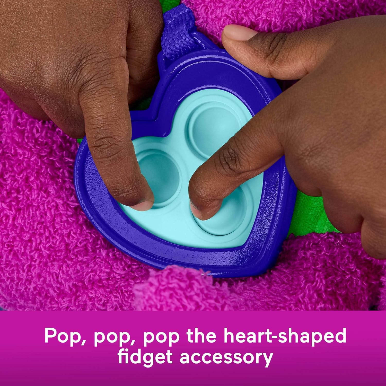 Fisher-Price Barney’s World Toddler Toy Sensory Barney 12.75-Inch Plush with Fidget Activity & Textured Details for Kids Ages 2+ Years