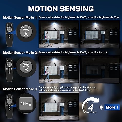 Miniatura 5 de Sunwish Farola solar al aire libre, 6500K 5730LEDs de atardecer a amanecer, luces solares de calle con sensor de movimiento, control remoto, luces