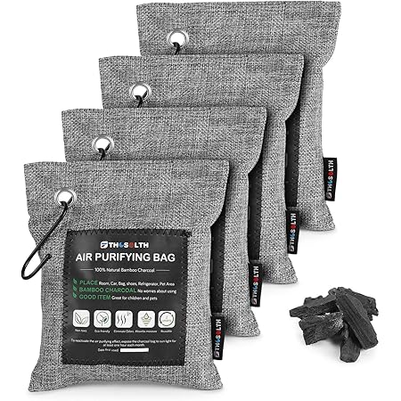 Bamboo Charcoal Air Purifying Bag(4 Packs*200g)-Natural Odor Eliminator-Car Air Fresheners-Powerful Activated Charcoal Bags Odor Absorber for Closet Shoe Home Basement and Pet