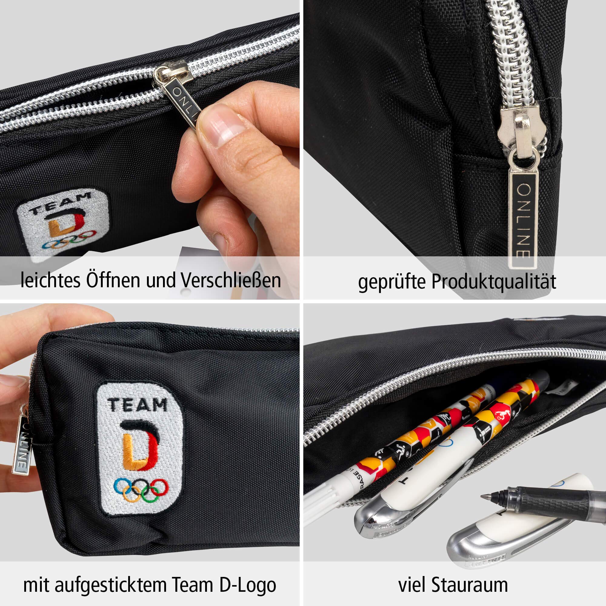 Online - Astuccio di alta qualità per ragazzi e ragazze, astuccio con pratica chiusura lampo, 1 scomparto I prodotto con licenza speciale per le Olimpiadi