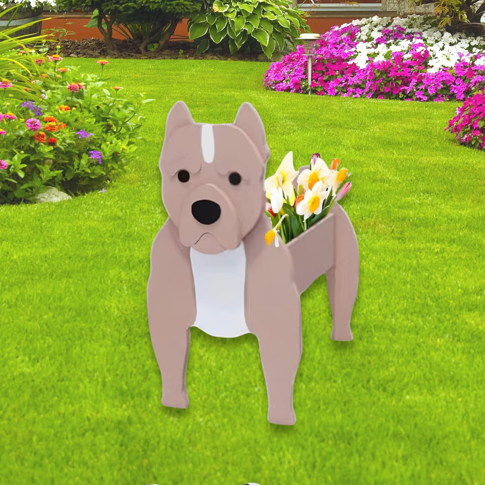 strolfay Bulldog Dog Planter Plant Pots,Cute Dog Flower Planter,Gifts for Pet Lovers,Unique Animal Plant Pots,Office,Indoor Outdoor Garden Decor(9.45 * 7.32 * 13.5in)
