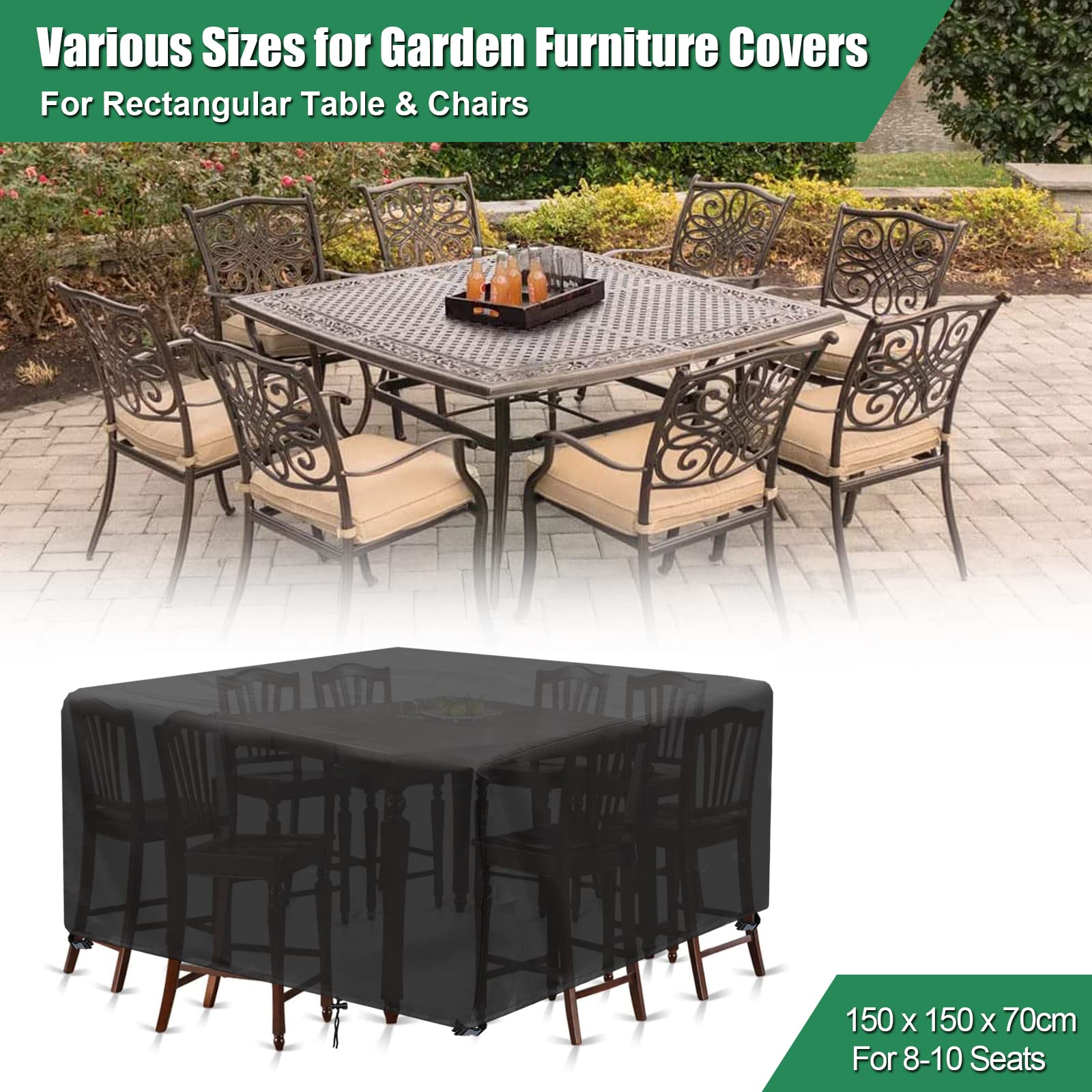 Copertura Per Tavolo Da Giardino INMUA 170x94x70cm - Impermeabile E Anti-UV - Foto 2