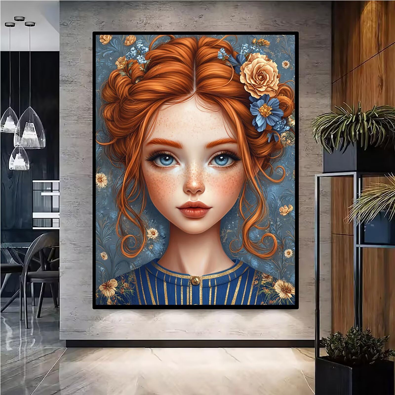 Diamond Painting Kit Completo, Diamond Painting Donna, 5D Quadrato Pittura Diamante Kit Manualidades Adultos DIY Diamantini Crystal Art Disegni Ricamo Punto Croce Artigianale, 60x90cm Retrò j0-804