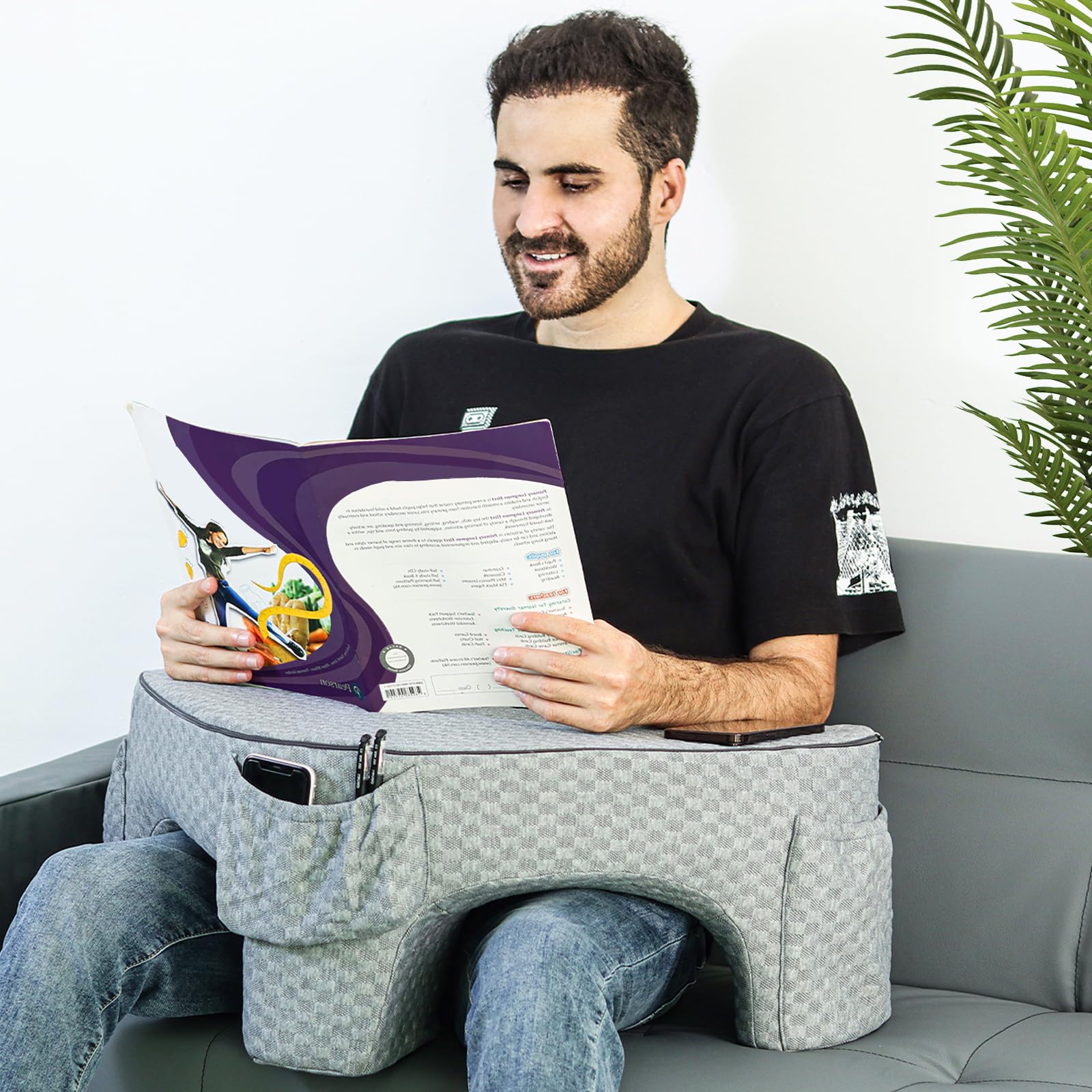 KEYGO Reading Pillow for Gaming, Large Lap Desk Pillow for Adult, Arm Rest Pillow, Memory Foam Bed Rest Pillow, Work Pillow, Laptop Pillow for Reading, Working (Memory Foam Reading Pillow)