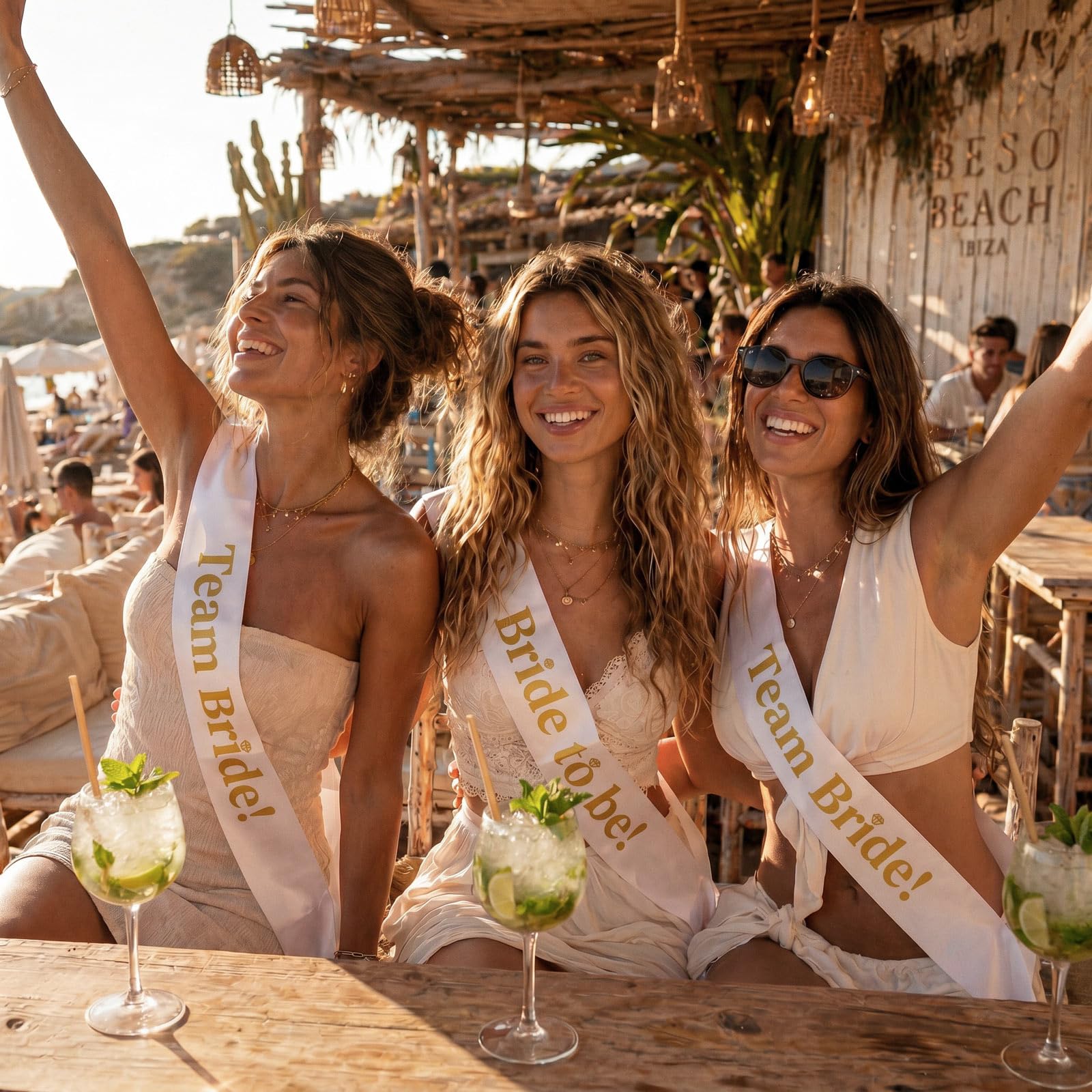 OH YEAH - Kit Despedida de Soltera Novia y Amigas - Bandas y Diademas - Accesorios Despedida Soltera - Team Bride - Diadema Bride To Be con Velo - Diademas Flores Blancas (Blanco, Novia + 6 amigas)