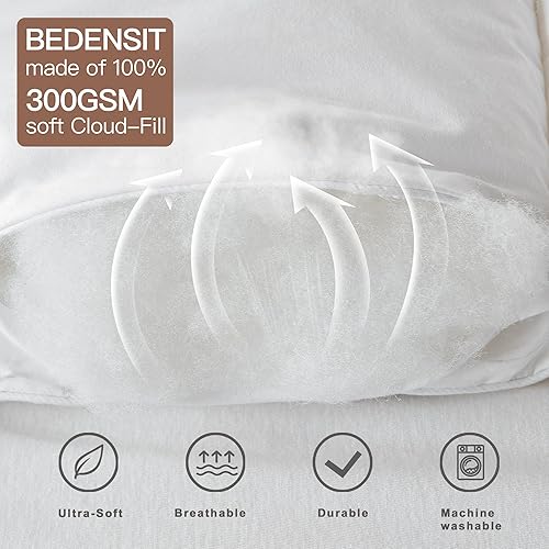 Miniatura 7 de Edredón de plumas de ganso alternativo, edredón acolchado blanco tamaño queen, edredón para todas las estaciones con pestañas en las esquinas,
