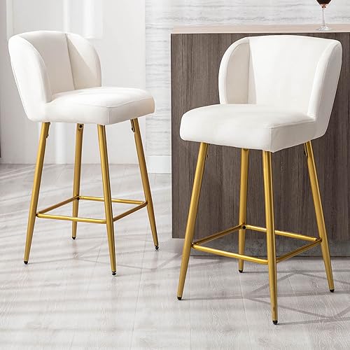 VESCASA Taburetes de bar de forro polar Sherpa con respaldo medio acolchado, taburetes de bar tapizados de 30 pulgadas de altura con patas de metal VESCASA Taburetes de bar de forro polar Sherpa con respaldo medio acolchado, taburetes de bar tapizados de 30 pulgadas de altura con patas de metal