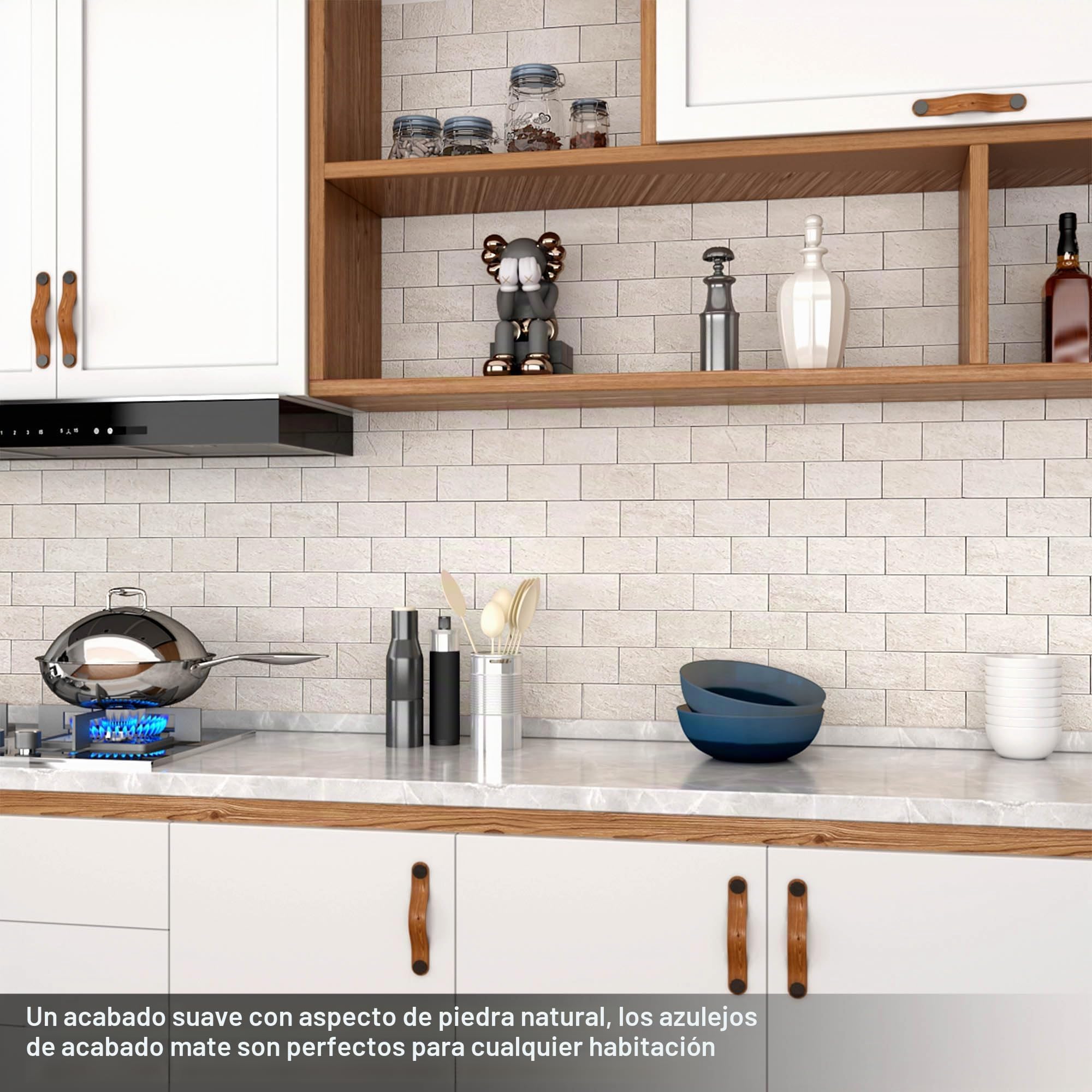 BeNice Loseta en muro de despegar y pegar para cocina, baño, azulejos de ducha impermeables (10 hojas, beige rústico)