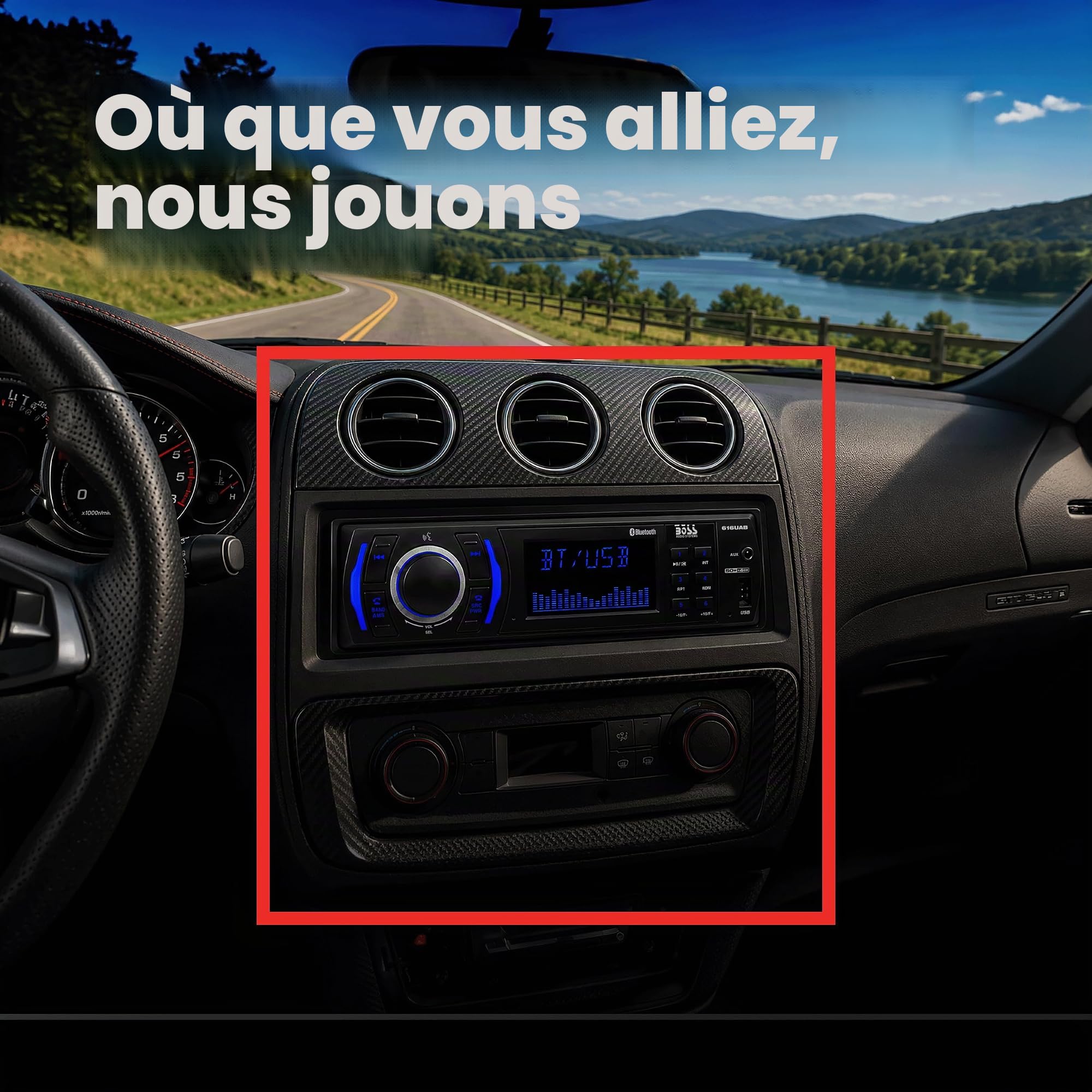 Boss Audio Lecteur multimédia à DIN Simple sans CD 616UAB