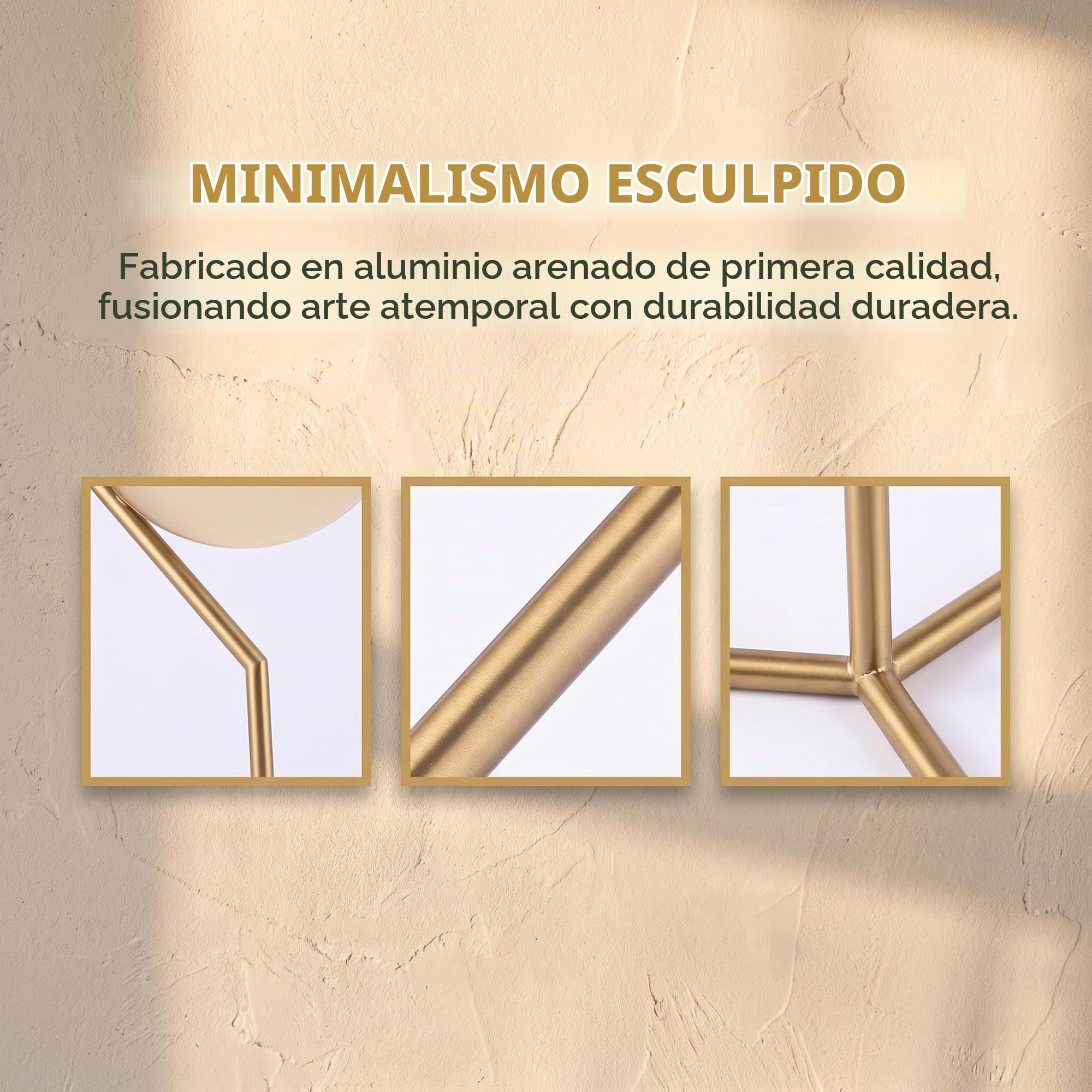 B·LED BARCELONA LED Lámpara de Mesa Elegante Moderna Dorada Angular con Bola de Cristal Blanco Opalino para Salón Mesita de Noche Dormitorio Cabecera