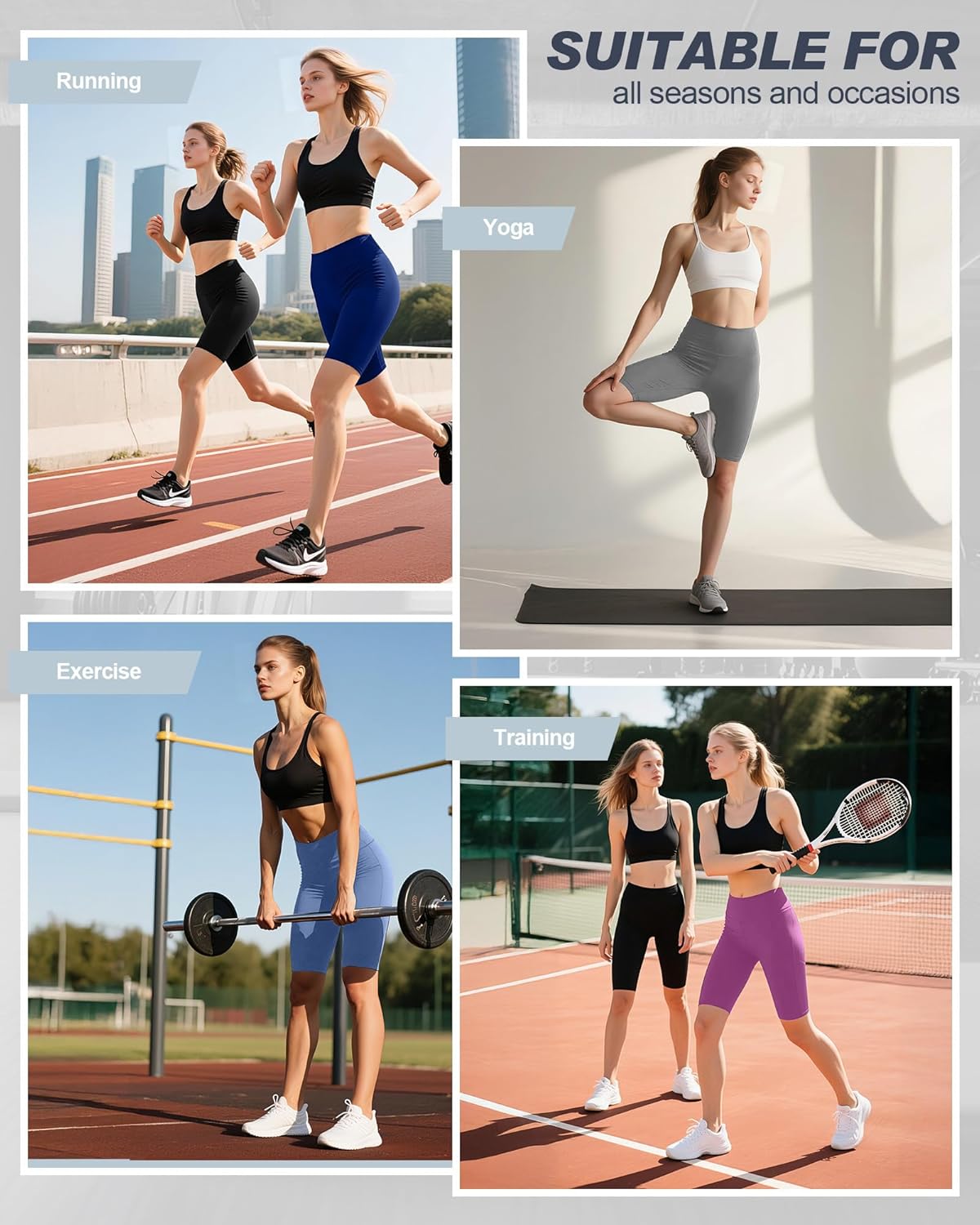 Coume 5 Pack Biker Shorts for Women 8 Inch High Waisted Tummy Control Spandex Yoga Workout Shorts Running Athletic Gym - Image 6