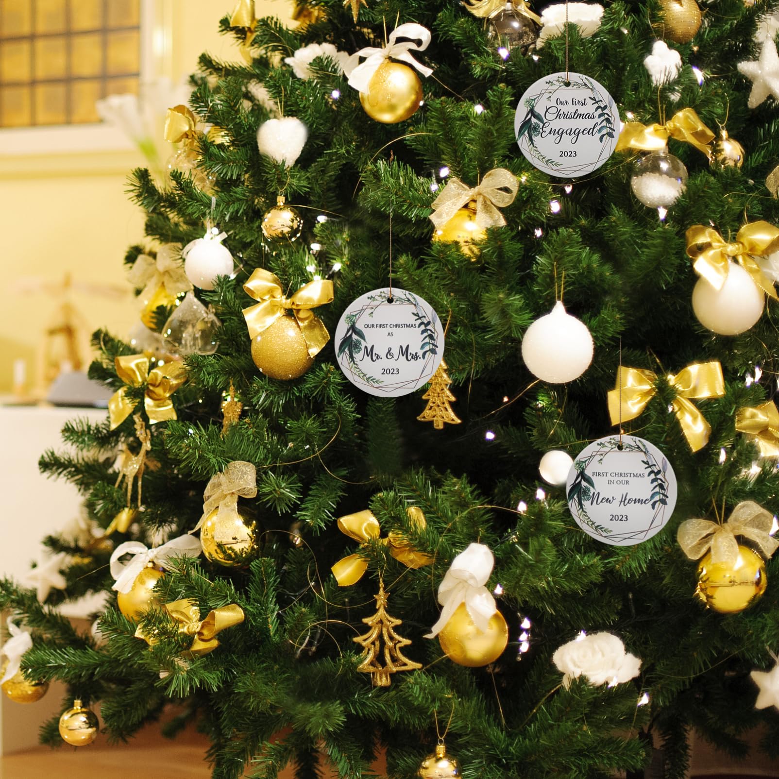 PRETYZOOM 4 Juegos Adornos Navideños Colgantes para Árbol De Navidad Adornos Navideños para Exteriores Pegatinas para Interiores Ganchos para Ventanas Decoración Navideña 3 Piezas * 4