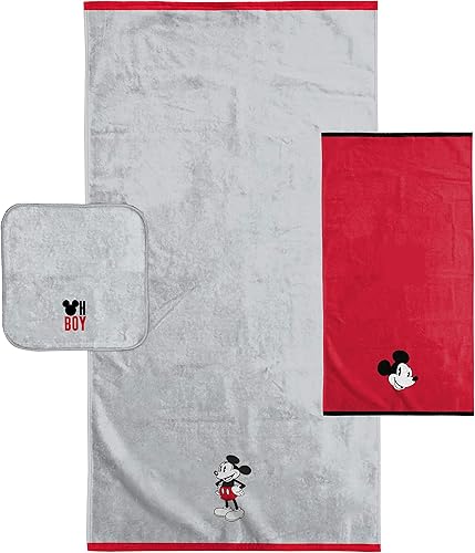 Disney Mickey Mouse Kids Juego de toallas de baño de 3 piezas Juego de toallas de baño Juego de toallas de baño Super suaves y absorbentes