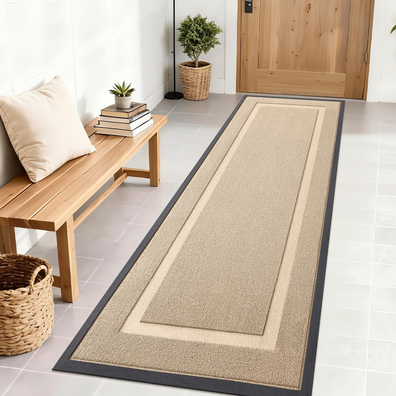 OLANLY Front Door Mat Outside 71x23, All-Season Heavy-Duty Rubber Doormat