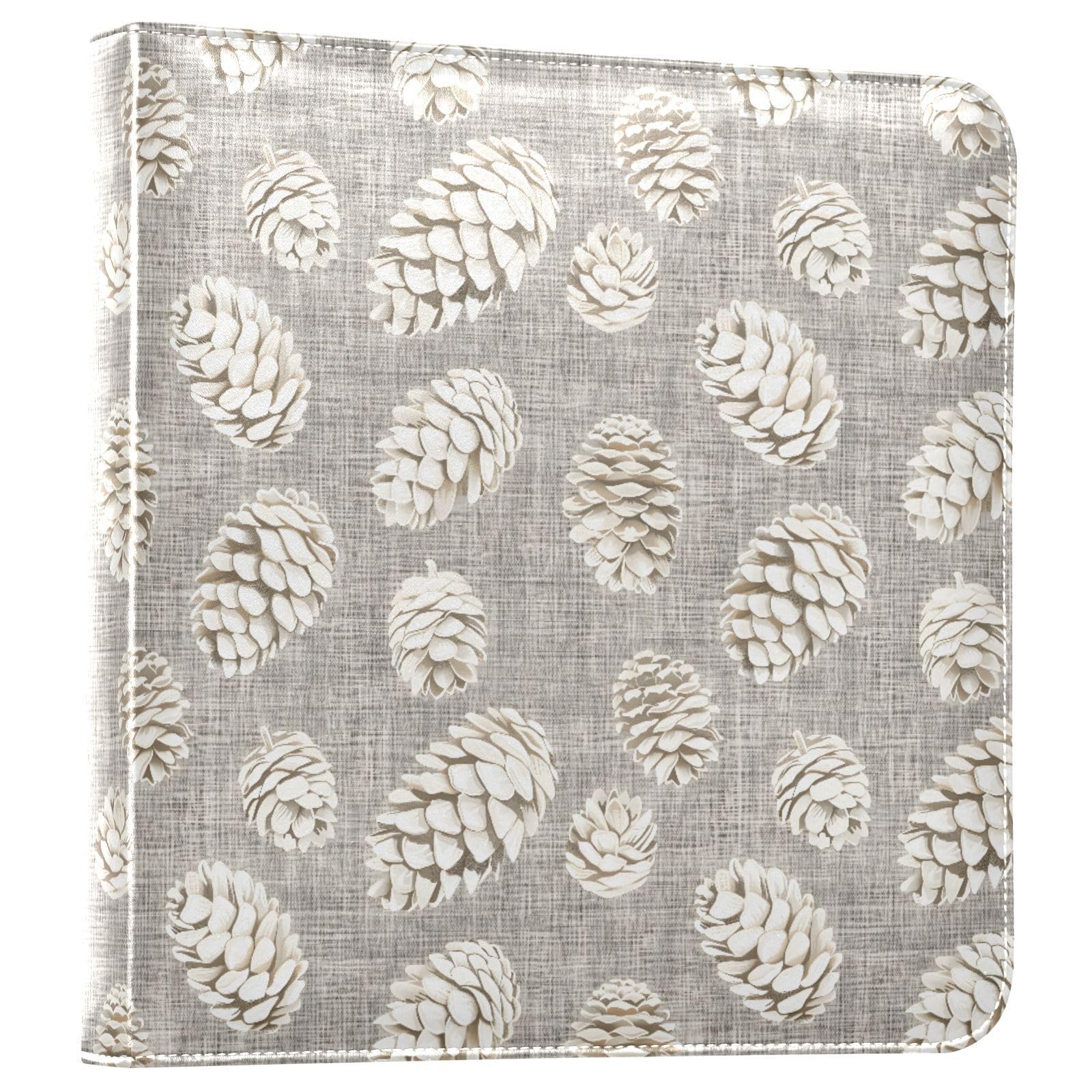 JIPONI Brown Pinecone Cone Large Photo Album, DIY Leather Cover Scrapbook Albums for 4x6 5x7 6x8 Pictures, Self Adhesive Memory Book for Wedding, Baby, Family
