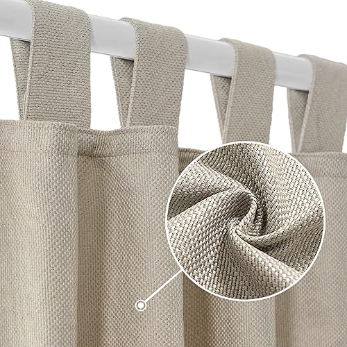 Cortinas pesadas con textura de lino de 84 pulgadas de largo, juego de 2 cortinas de tratamiento de ventana de granja para dormitorio, sala de