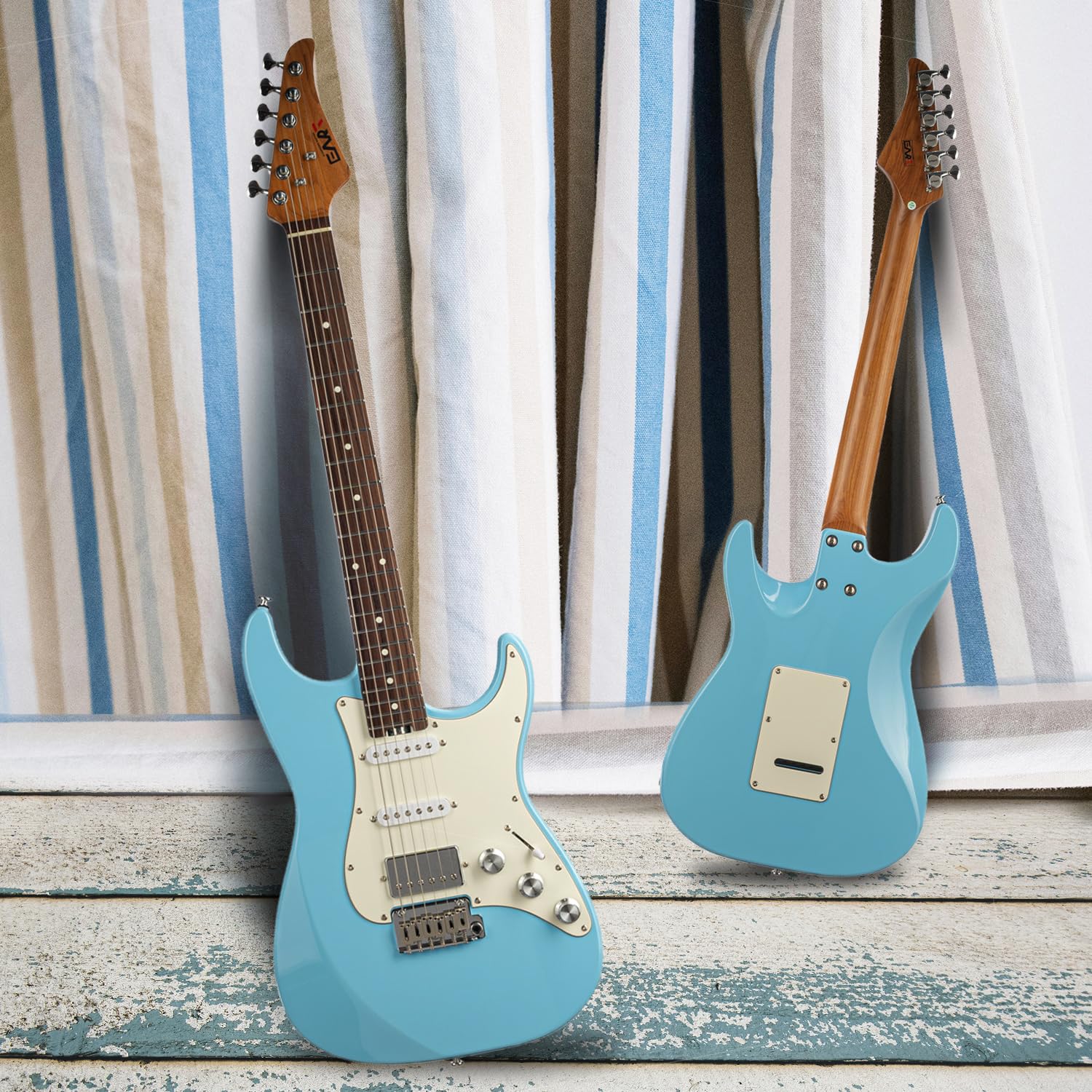 EART Electric Guitar 6-String Solid-Body 22 Frets Guitar in Blue