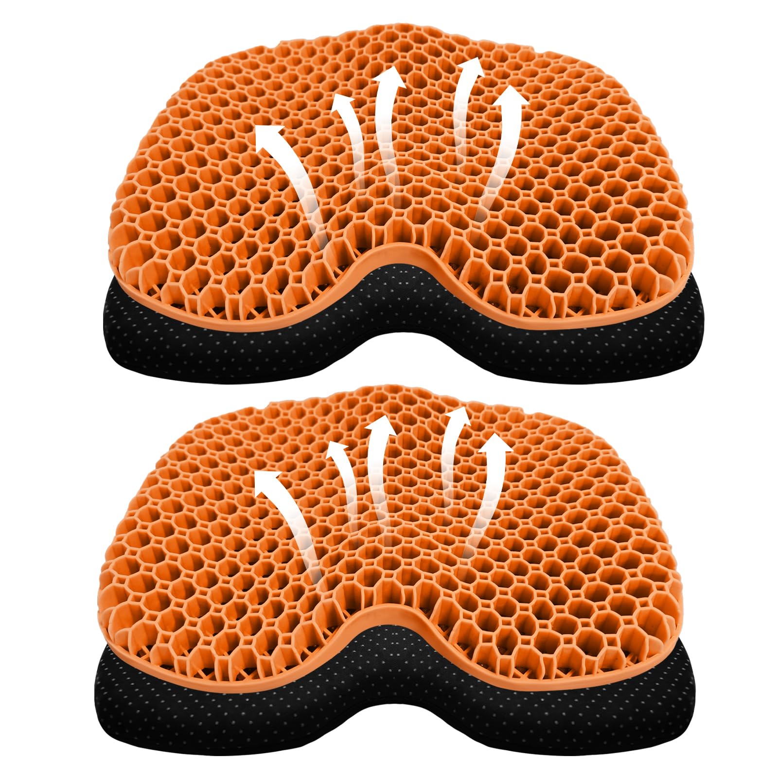 Cuscino per sedile del kayak, addensato, antiscivolo, impermeabile, in gel, portatile, per canoa, canottaggio, gommone, gommoni, stadio, kayak, pesca, kayak, accessori (2 pezzi/arancione)