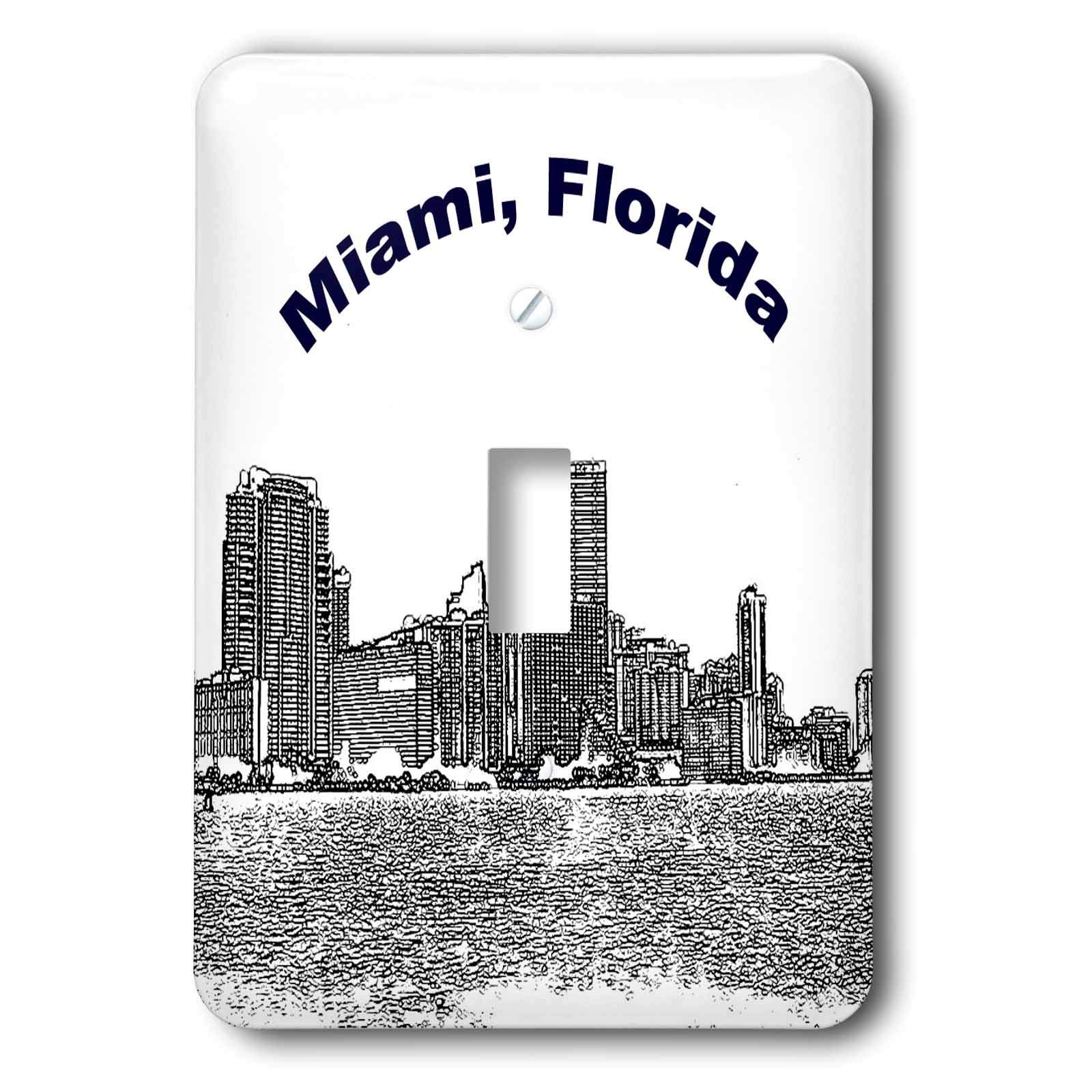 Interrupteur à bascule simple motif Miami Skyline 3dRose lsp_21720_1