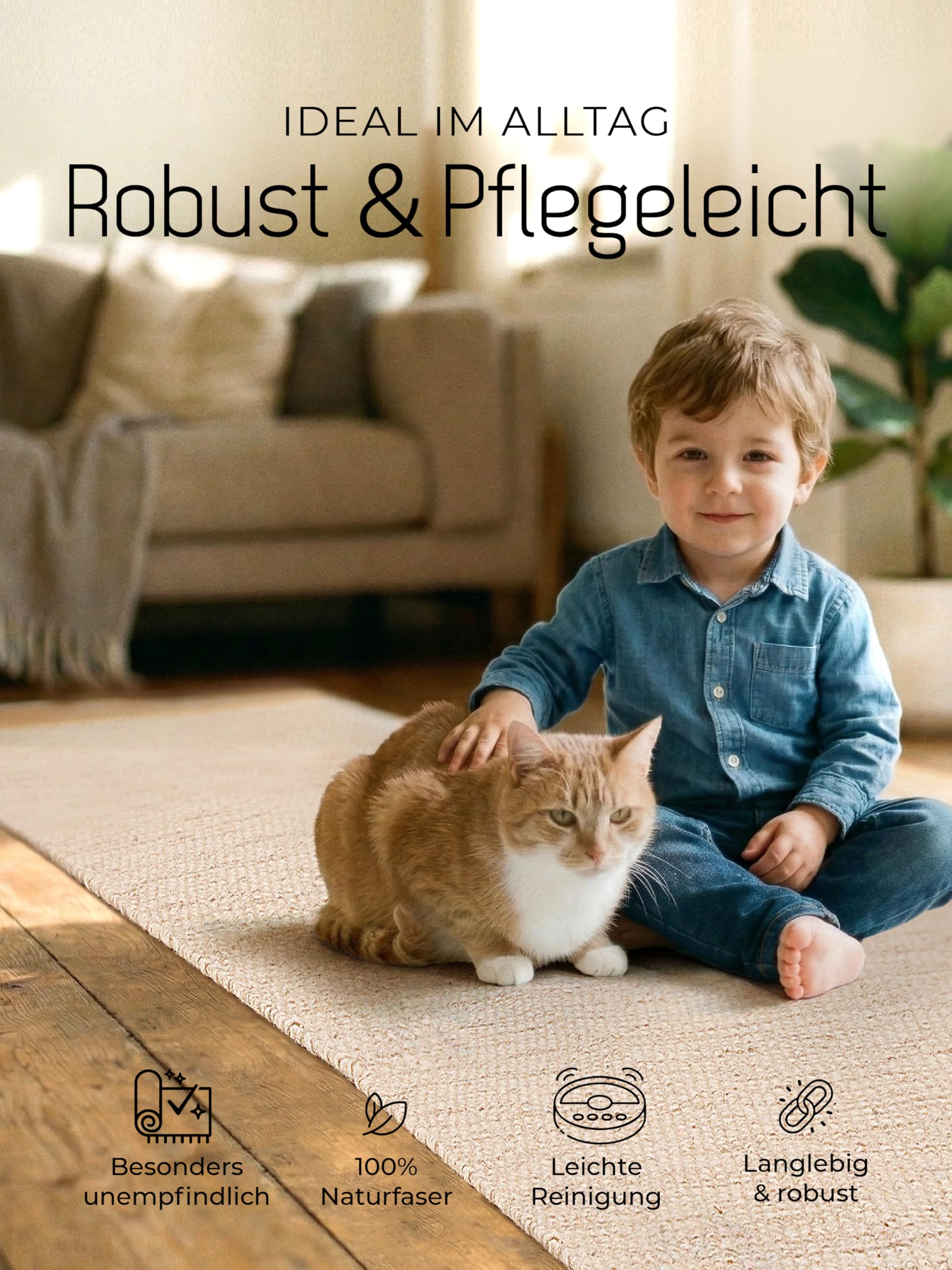 Wollteppich Lui Taupe Läufer 80x400 cm | Moderner Teppich für Wohnzimmer und Küche