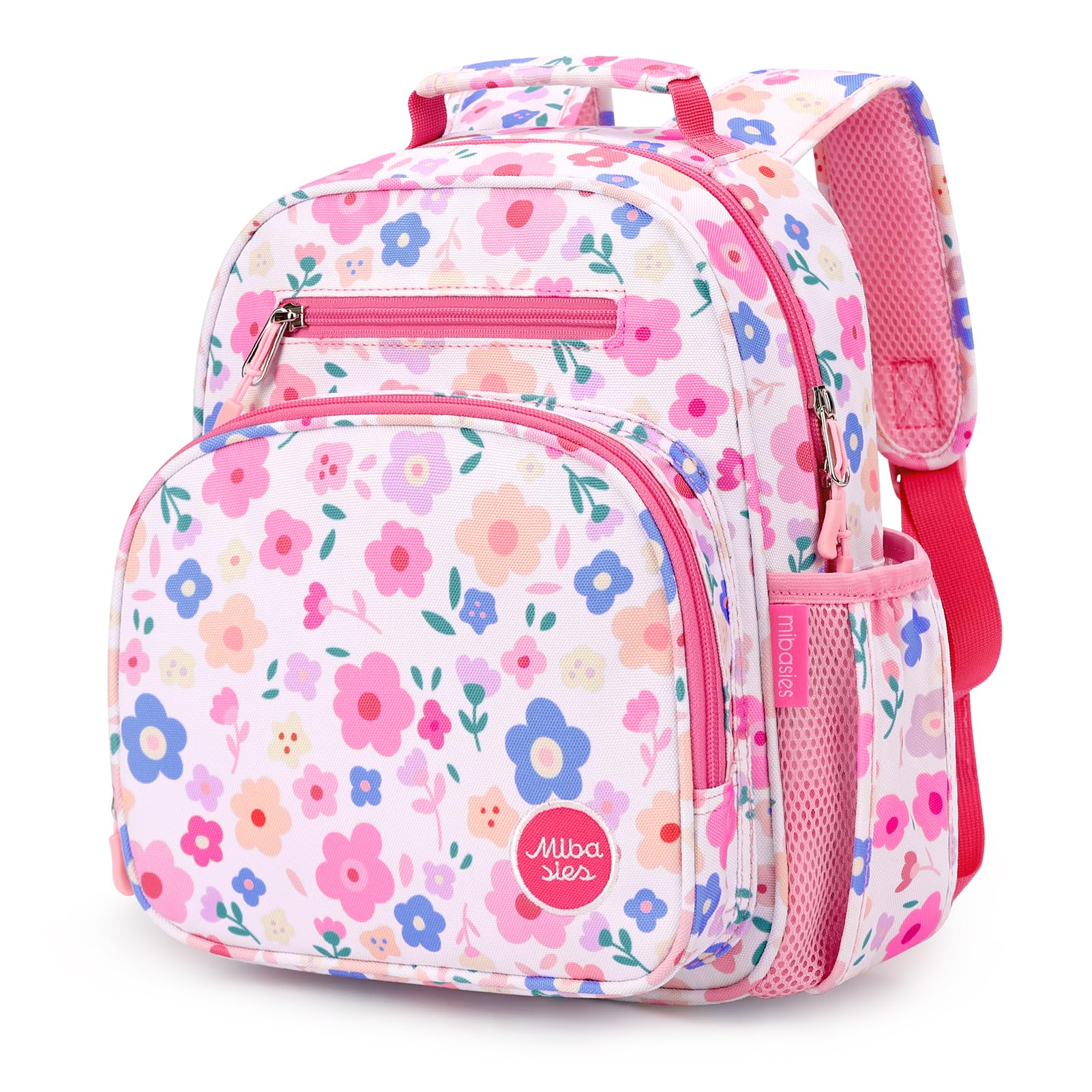 mibasies Toddler Backpack for Girls 2-4: Preschool Kindergarten Backpack - Cute Kids Backpacks for Girls - Floral Pink