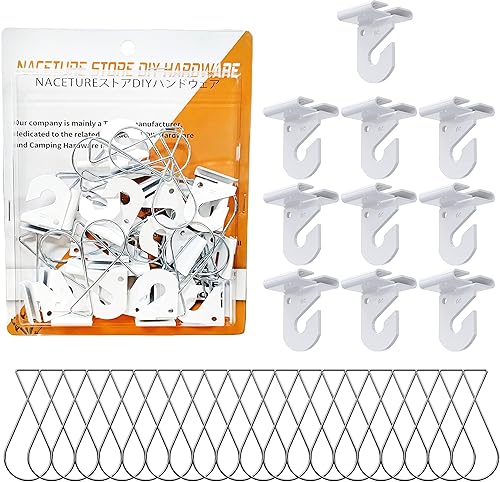 Gancho de techo para colgar, 30 unidades, paquete de 10 ganchos de techo blancos resistentes y 20 clips de techo suspendidos, decoración de techo