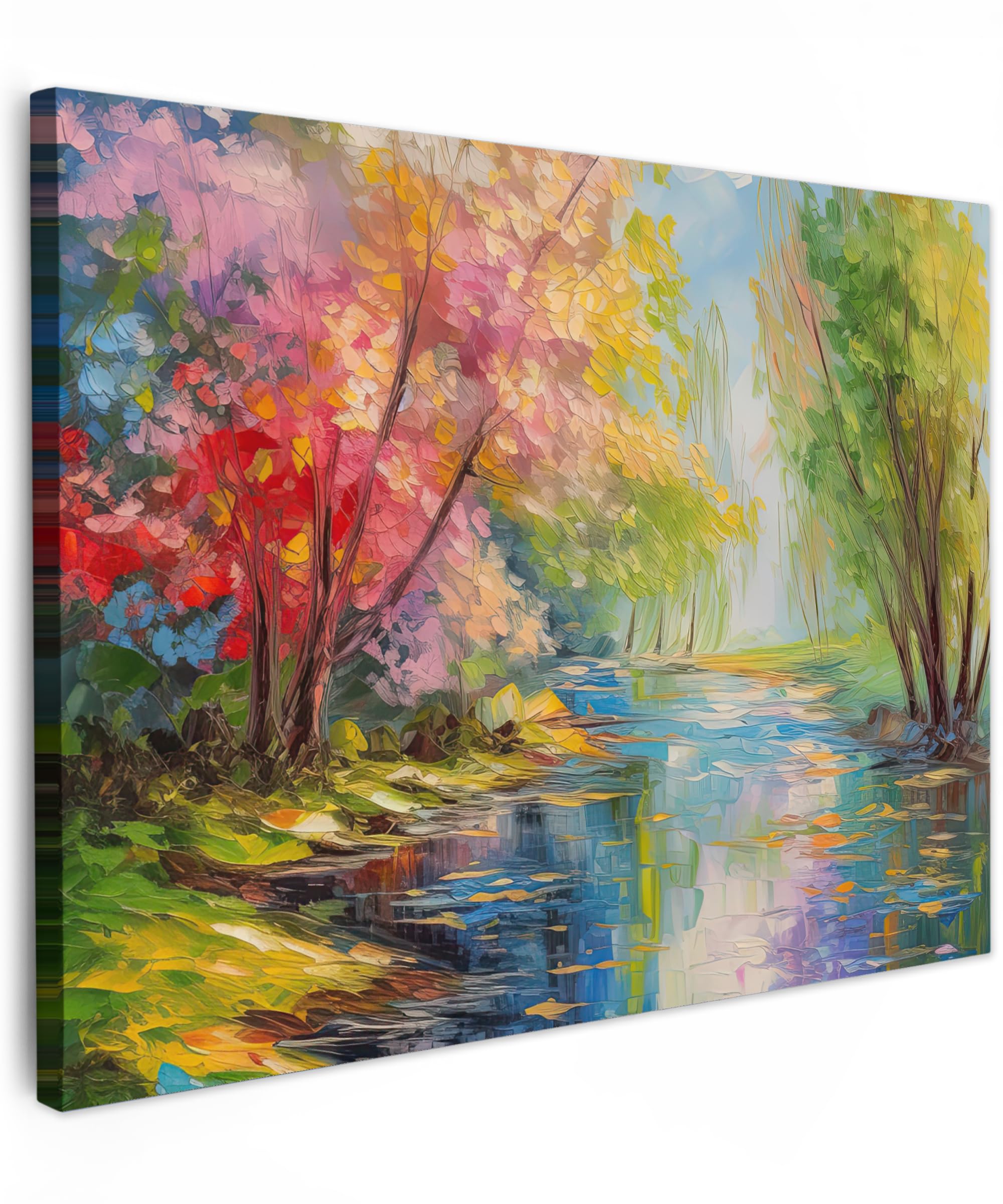 MuchoWow© Leinwand Bilder 80x60 cm Wanddeko Wohnzimmer Aesthetic Room Decor Deko Zimmer Wandbilder Modern Fotogeschenke Kunstdruck - Öl - Landschaft - Natur - Bunt