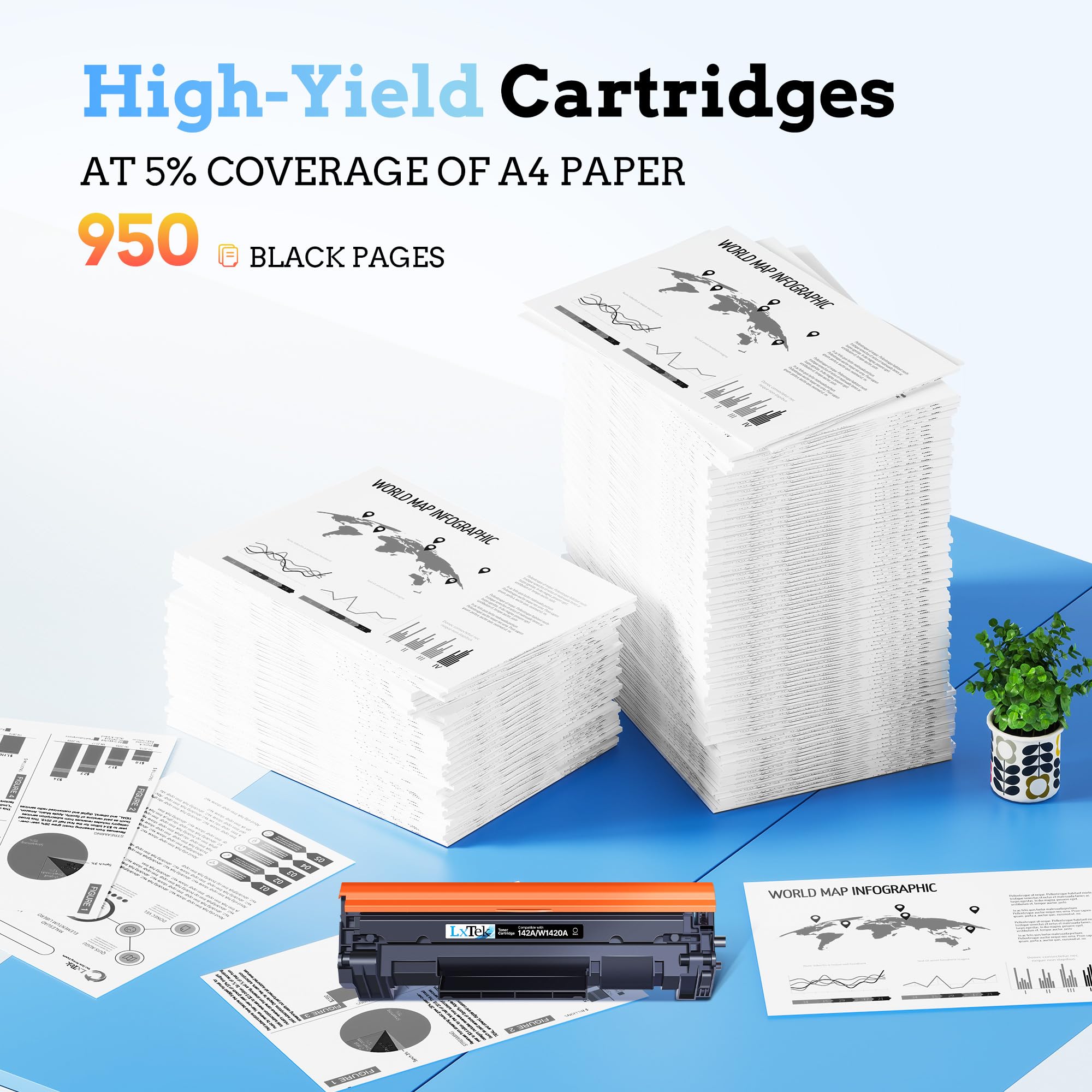 LxTek 142A Toner Con Chip Compatibili per Toner HP Laserjet M140W per HP 142A W1420A 142X W1420X per Laserjet Pro M110w M110 MFP M140w M140 M139w M139 (Nero, 1-Pack)