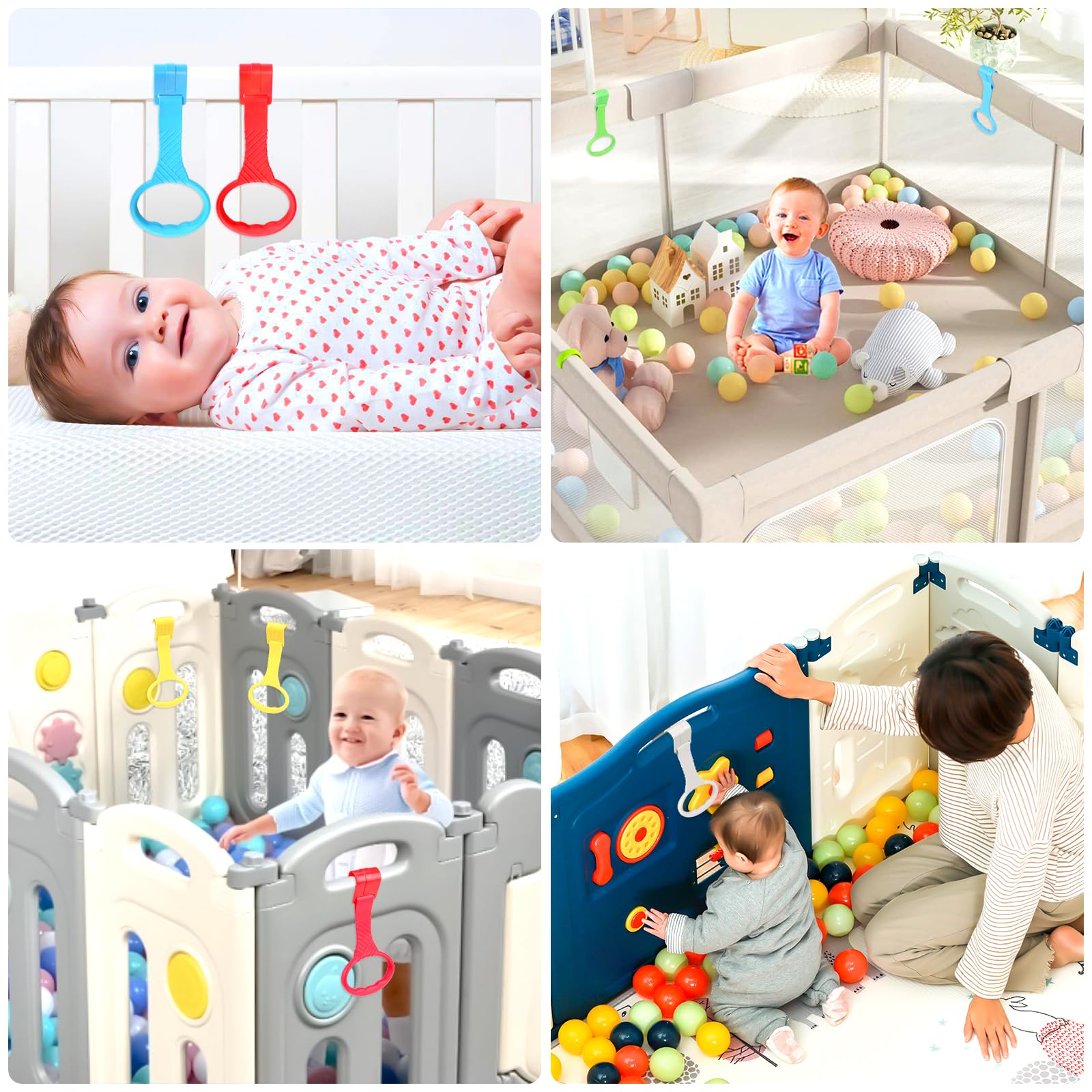 Venditer Baby Playpen Pull Up Rings Bed Stand Up Rings Walking Assistant Walker Baby Crib Hanging Rings - 6PCS - Image 2