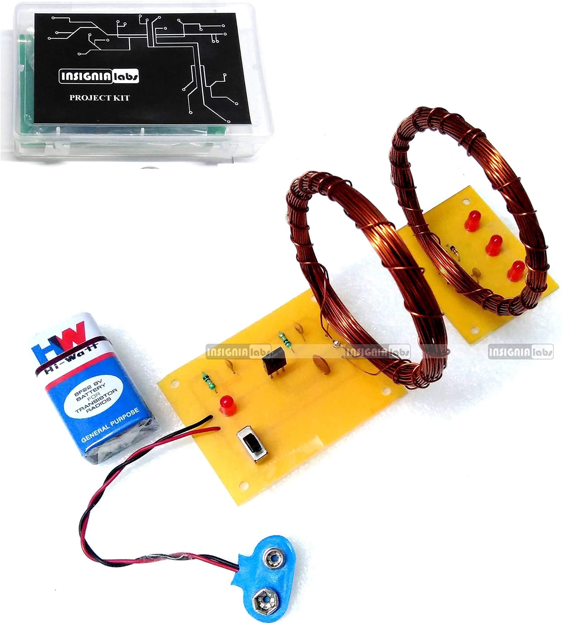 Wireless Power Transfer/Transmission KIT Project (Brown PCB) - Educational Kit for Teens and Adults, Demonstrating Electromagnetism and Wireless Power Transfer