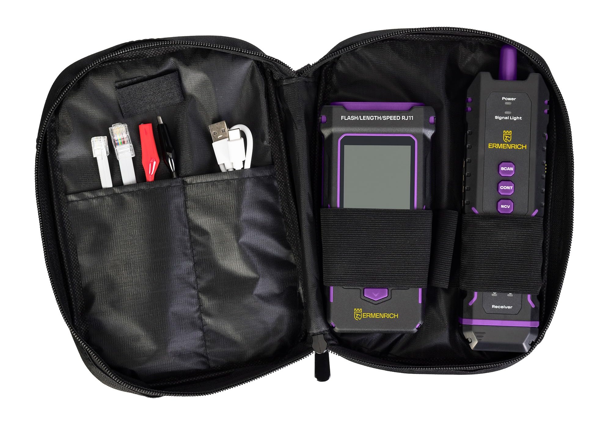 NetGeeks NP50 Tester per Cavi di Rete TDR PING PoE VFL e NCV RJ45 | CAT5/5E/6/6A con Scansione IP Test di Lunghezza del Cavo, Trova Guasti e Doppini Incrociati, Porta Lampeggiante, Controllo QC