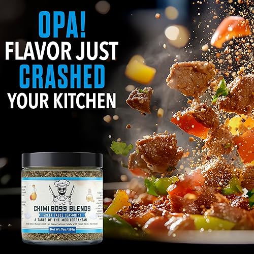 Miniatura 5 de Chimi Boss - Condimento de mesa griego, 7 onzas de ralladura, mezcla de hierbas mediterráneas multiusos para pollo, verduras, cordero, pescado y más