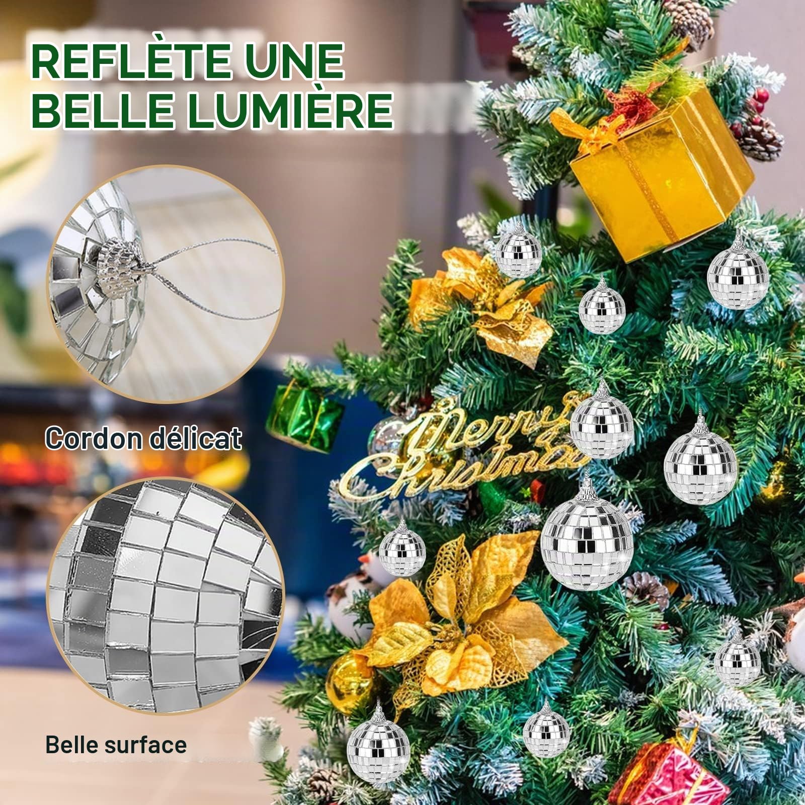 Petites Boules à Facettes 6 Pièces - Boule Disco Miroir 5cm Mini Argent pour Disco Fever Années Bar Fête Sapin De Noël