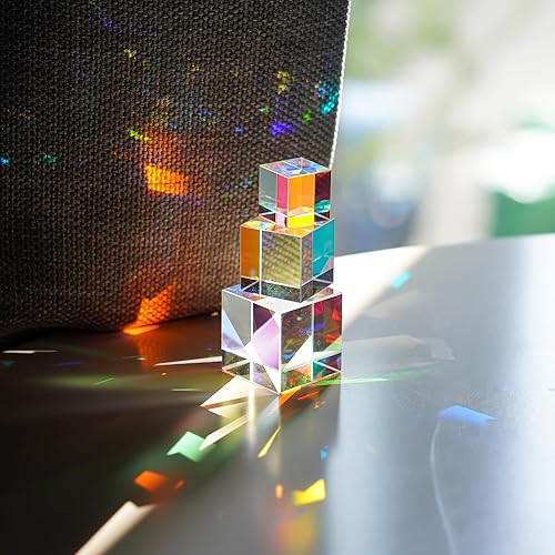 Miniatura 8 de Set 2 Optical Glass X-Cube Prism RGB Dispersion Prism for Physics Teaching,Photography Props (1.5cm,2cm)