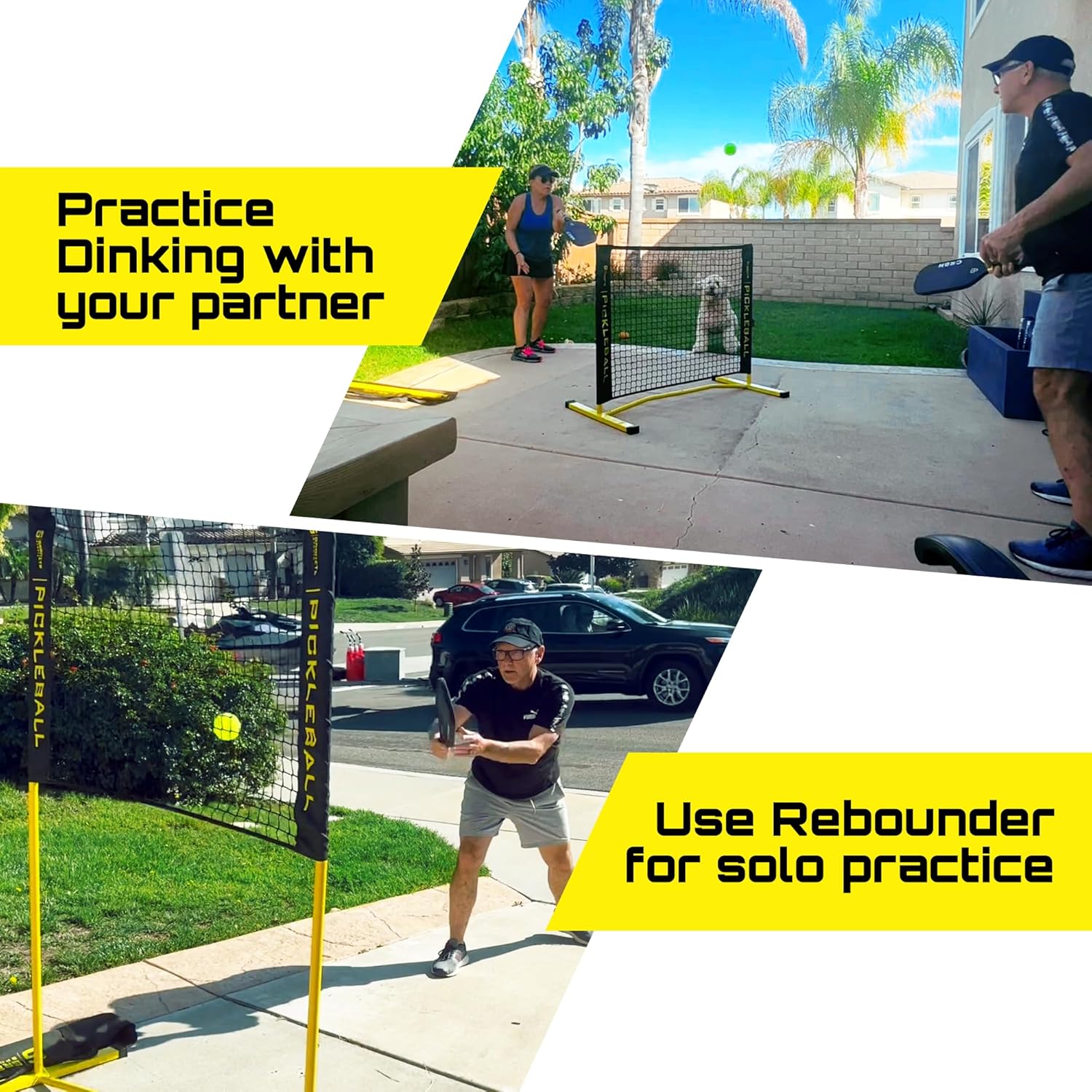 Mini Pickleball Net 4 ft. Pickleball Dink Training Rebounder Net, Fully Adjustable and Regulation Height, Quick Set Up Design, Lightweight and Durable, Weatherproof