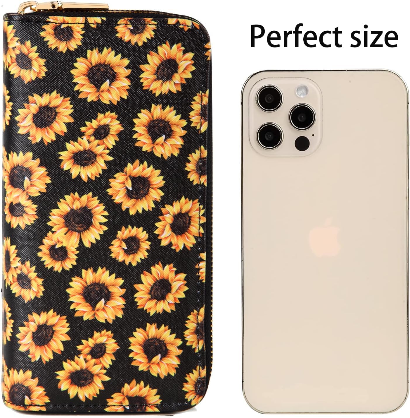 Sunflower Wallets for Women Large Capacity 2 Zipper Accessories Gifts Ladies Purse Credit Card Holder - Image 6