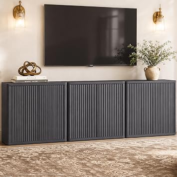 SICOTAS Buffet Cabinet with Storage 103.8" Sideboard Accent Modern Credenza with Doors & Shelves Fluted Tall Media Console Mid Century Coffee Bar Table for Living Room Kitchen Dining Room Hallway