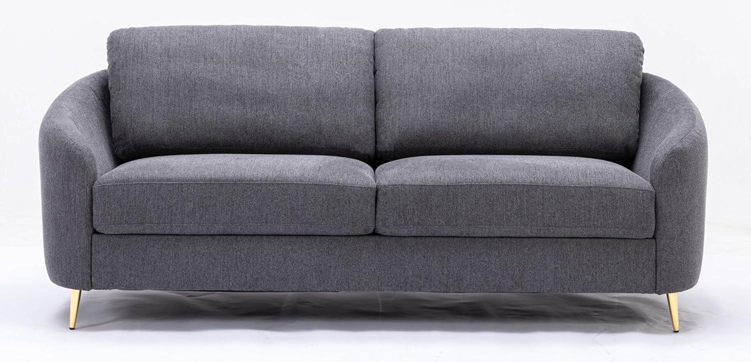 Acme Furniture Yuina Upholstered Fabric & Metal Sofa in Gray and Gold