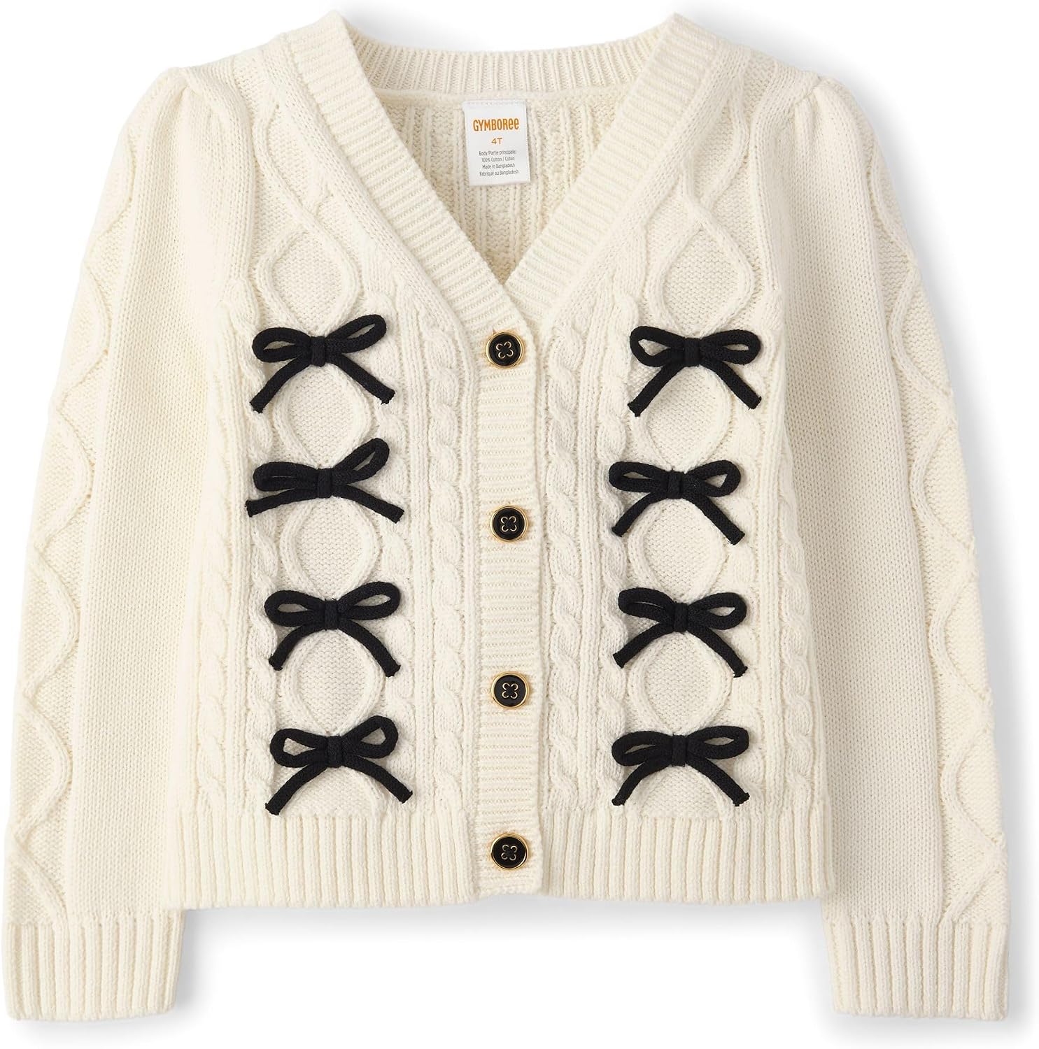 Gymboree,Baby Girls,and Toddler Long Sleeve Button Front Cardigan,Paris Bow,8